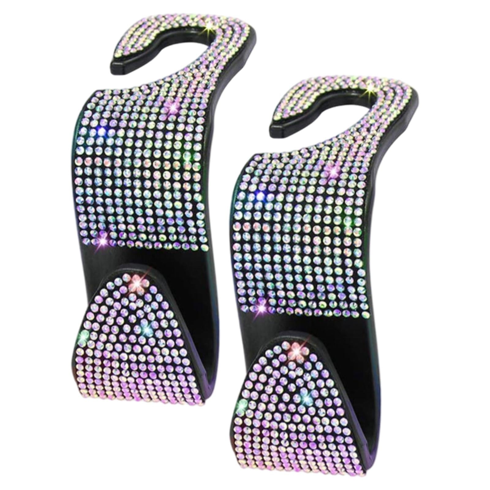 3x2Count Rhinestone Diamond Car Seatback Storage Hook Hanger Colorful
