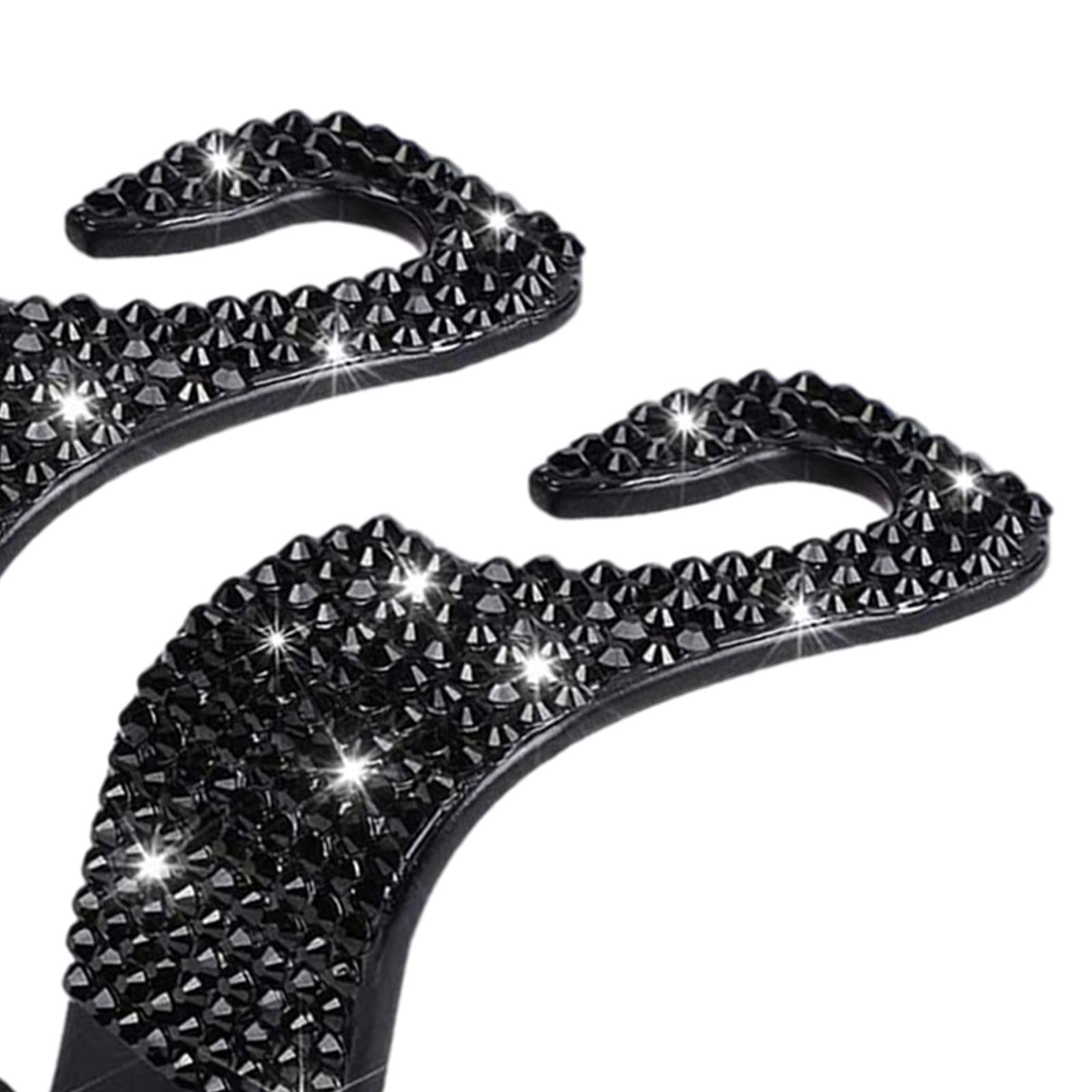 4x2Count Rhinestone Diamond Car Seatback Storage Hook Hanger Black
