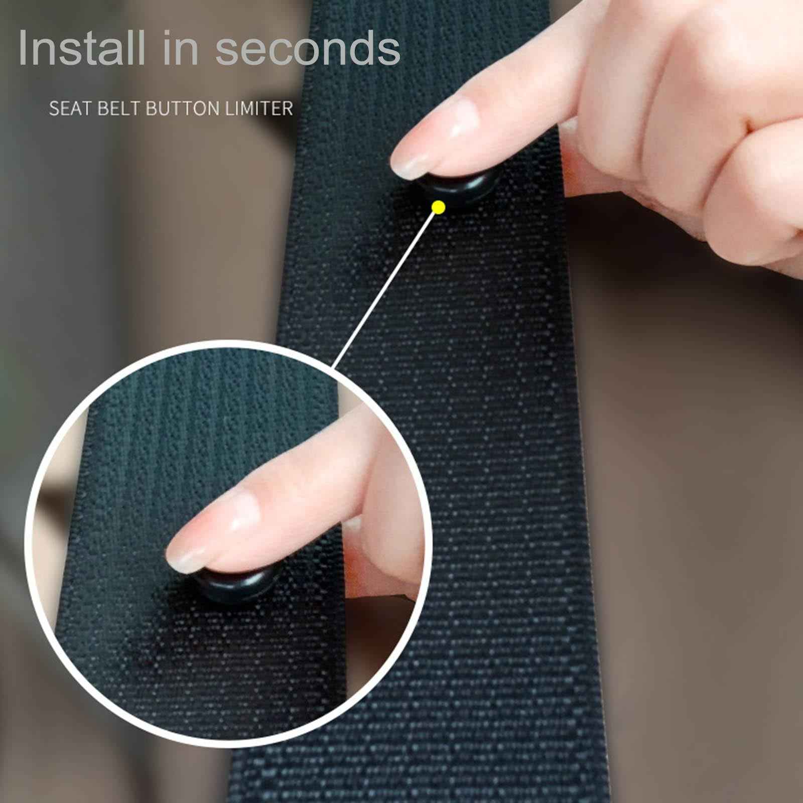 Seat Belt Stop Buttons Prevent Seat Belt Buckle from Sliding Down Belt Black