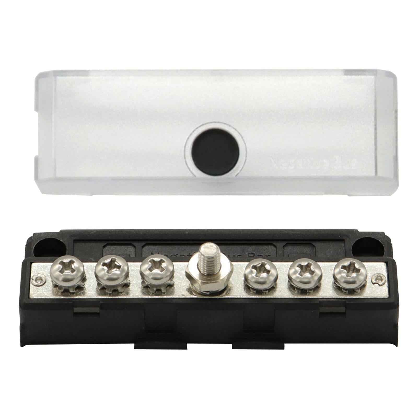 6 Terminal Bus Bar 100A with Cover M4 Screws 32V DC Fits for RV Auto Trailer