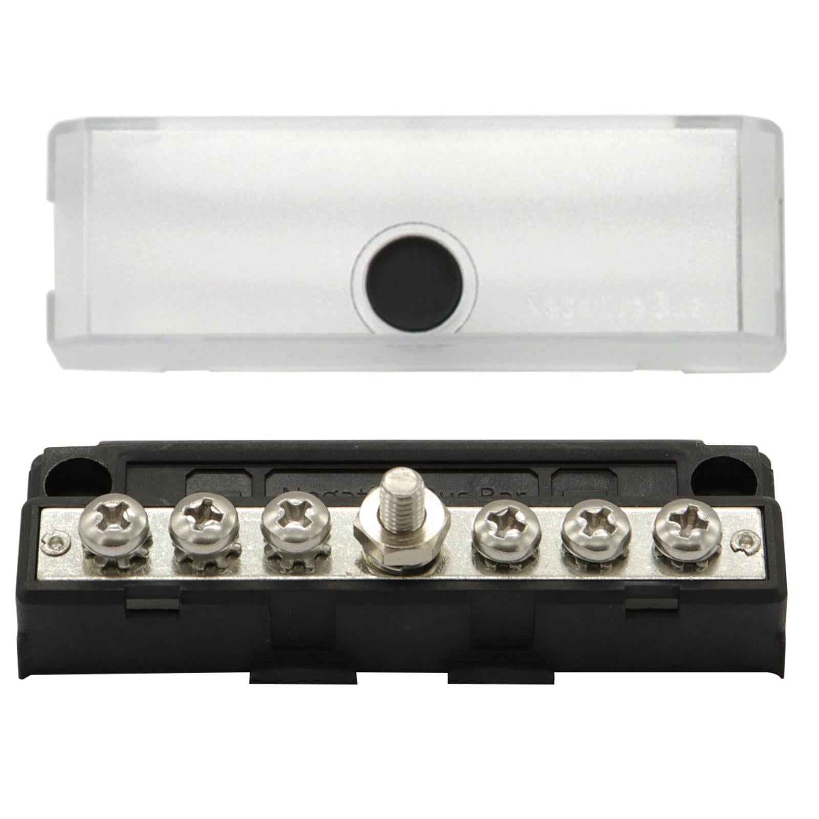 6 Terminal Bus Bar 100A with Cover M4 Screws 32V DC Fits for RV Auto Trailer
