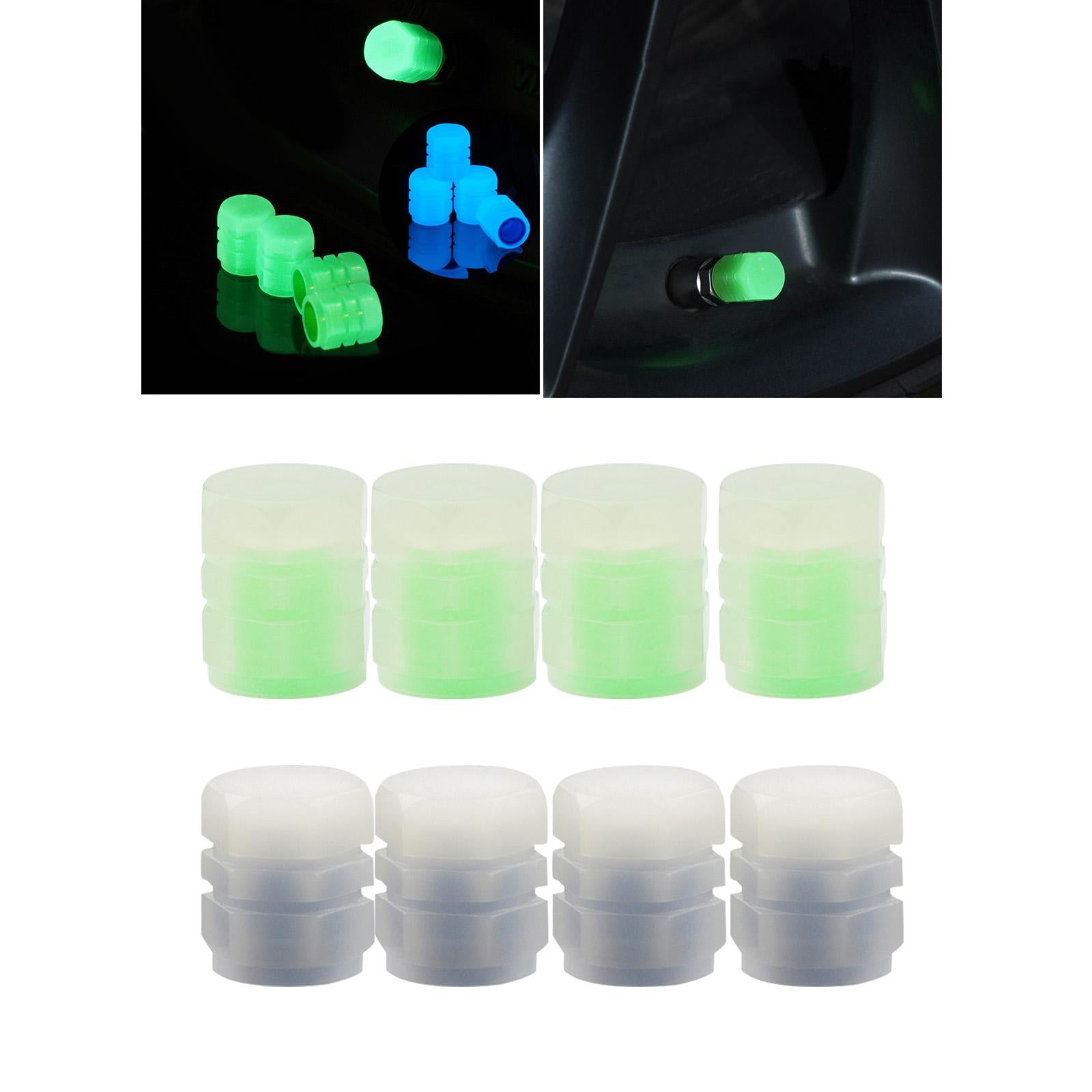 4x4x Car Tire Valve Stem Caps Luminous Glow in The Dark for Trucks Suvs