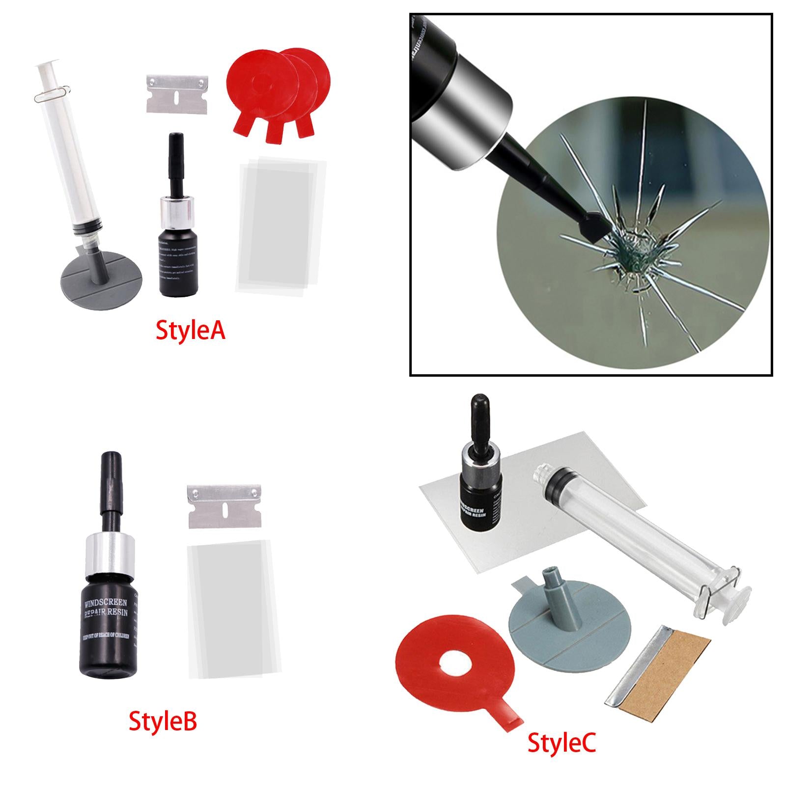 2xPractical Car Windshield Repair Kit Crack Chip Scratch Repair Style A