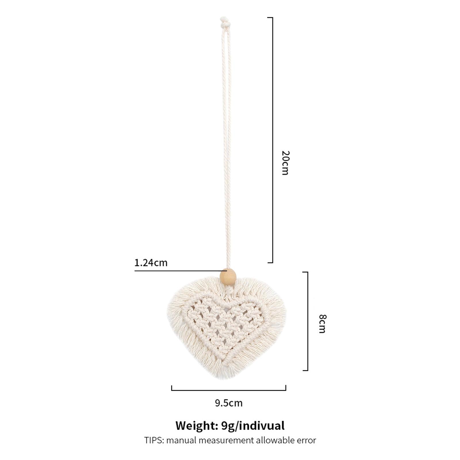 4xBoho Car Hanging Charm with Wooden Bead for Wall Hanging Car Decoration White