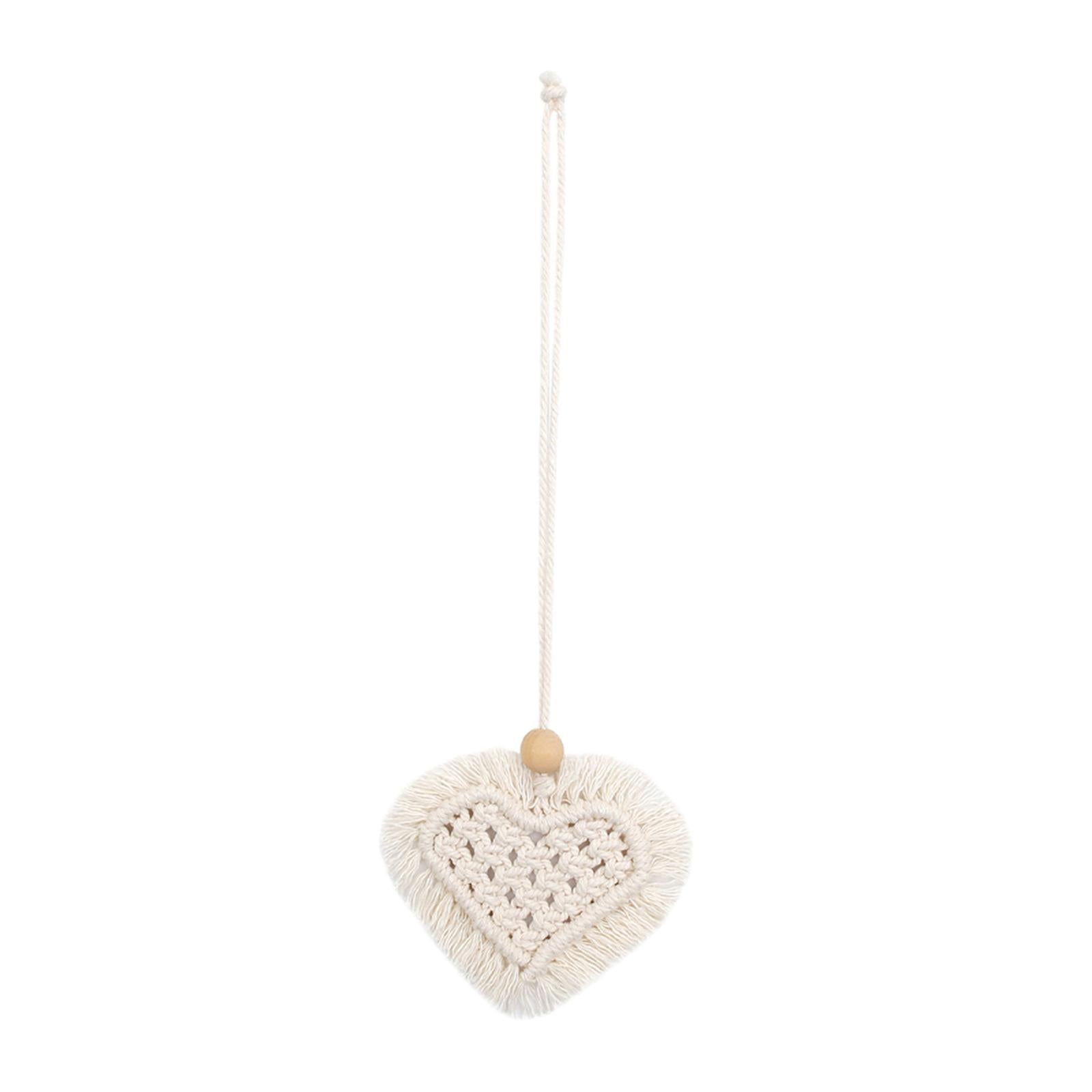 3xBoho Car Hanging Charm with Wooden Bead for Wall Hanging Car Decoration White