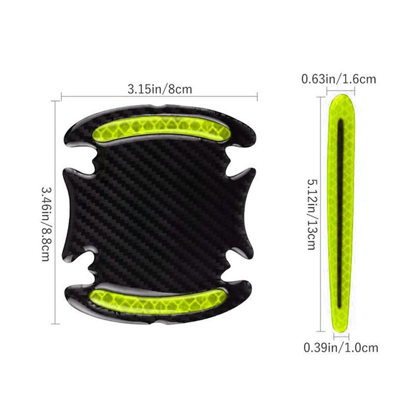 4x8 Pieces Universal Car Door Handle Scratch Protector Reflector Stickers Yellow