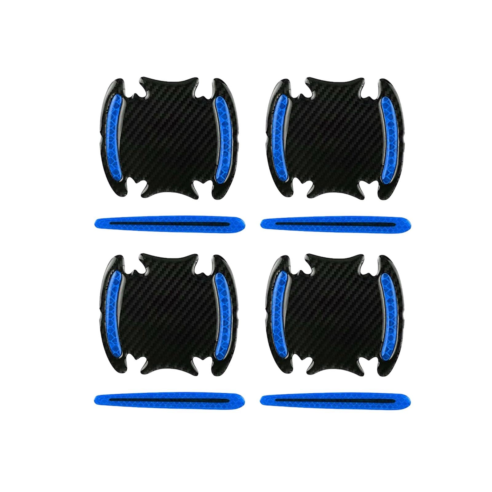 3x8 Pieces Universal Car Door Handle Scratch Protector Reflector Stickers Blue
