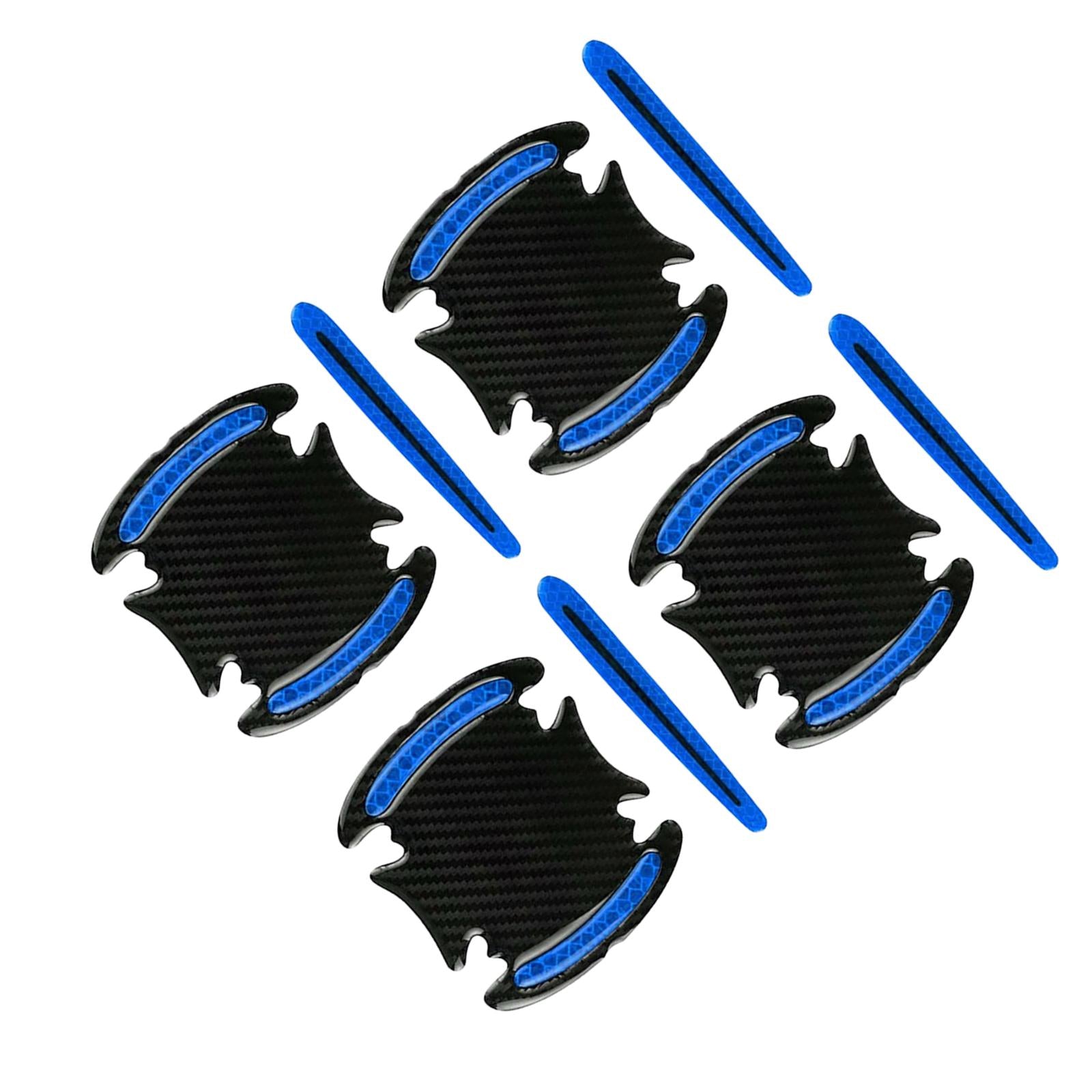 2x8 Pieces Universal Car Door Handle Scratch Protector Reflector Stickers Blue