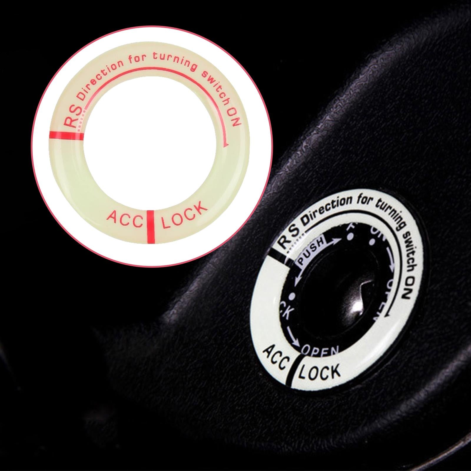 4xUniversal Ignition Switch Decoration Rings Glow in The Dark luminous Red