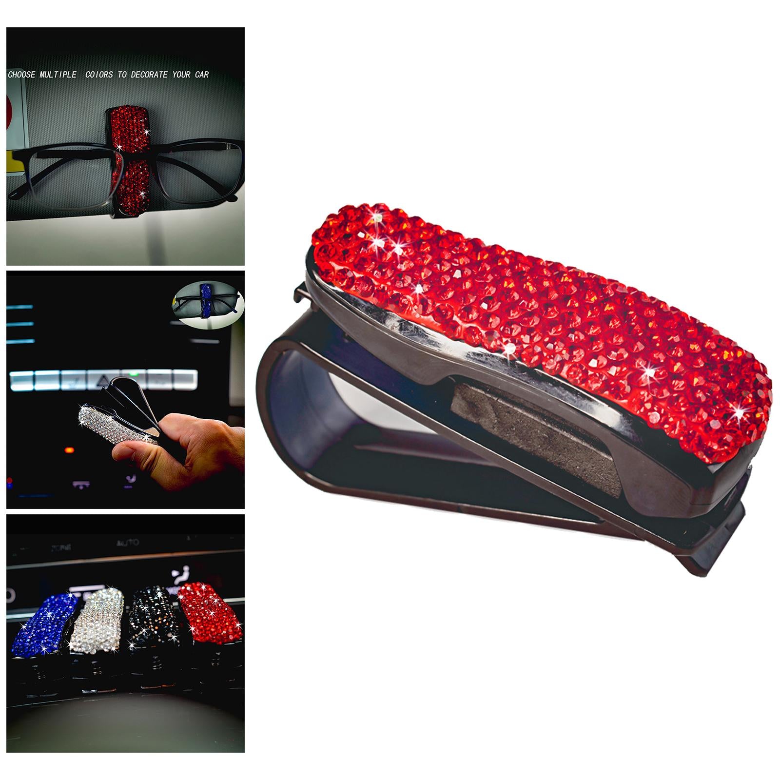 2xSun Visor Eyeglasses Clip Space Saving Interior Accessories Organizer Rack Red