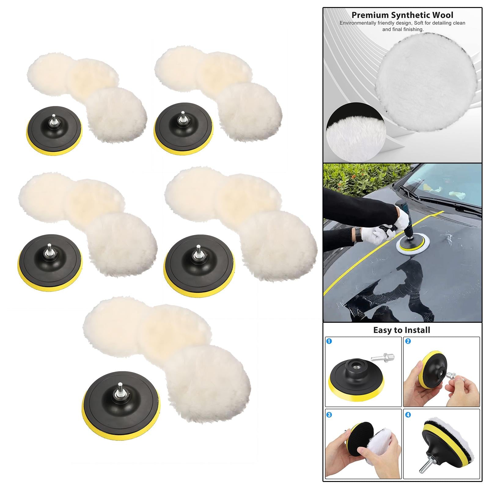 4x5Pcs Polishing Buffing Pads for Car Buffer Polisher Compounding Machine 3 inches