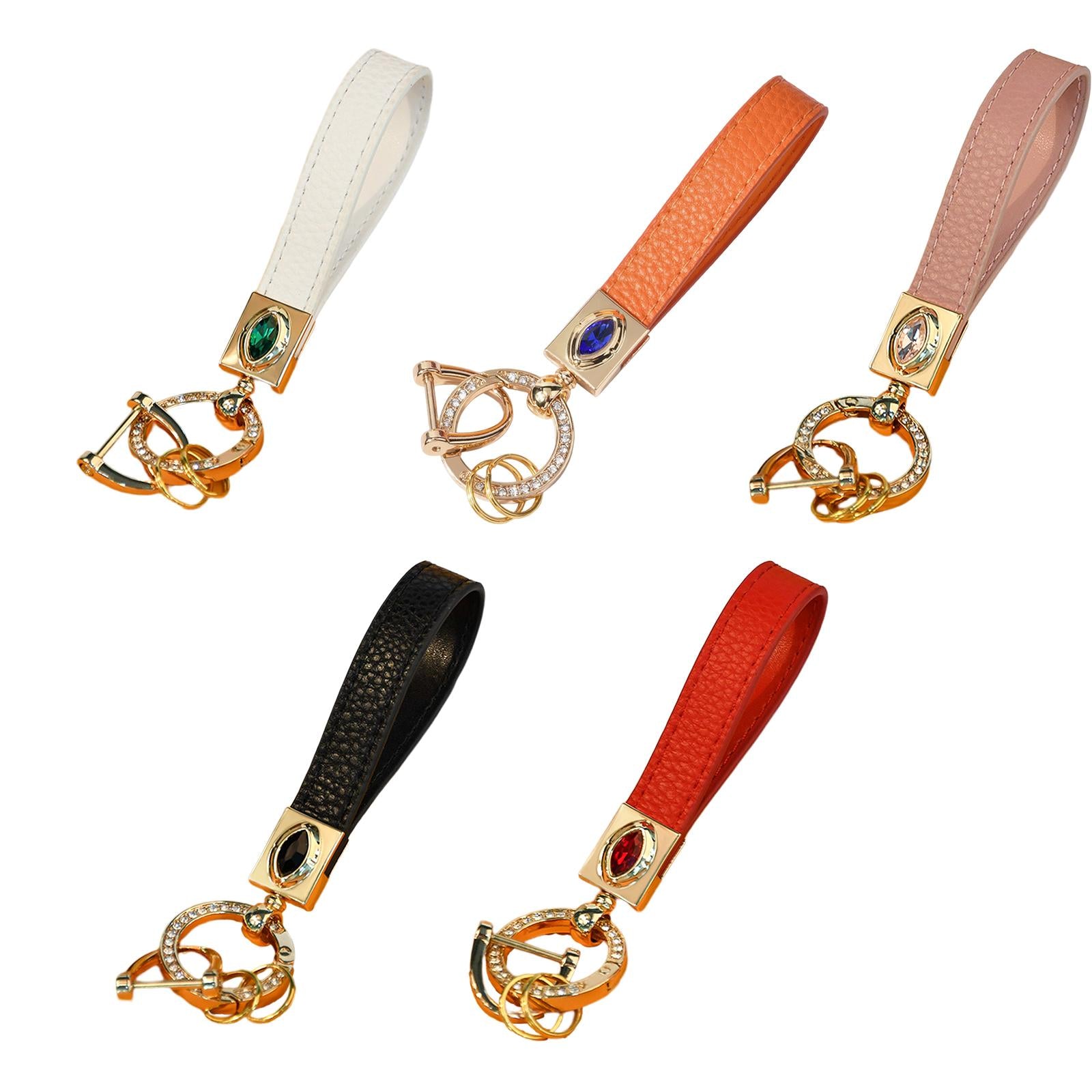 2xCar Fob Keychain D Ring Angel Eyes Keychain for Handbag Backpack Wallet white