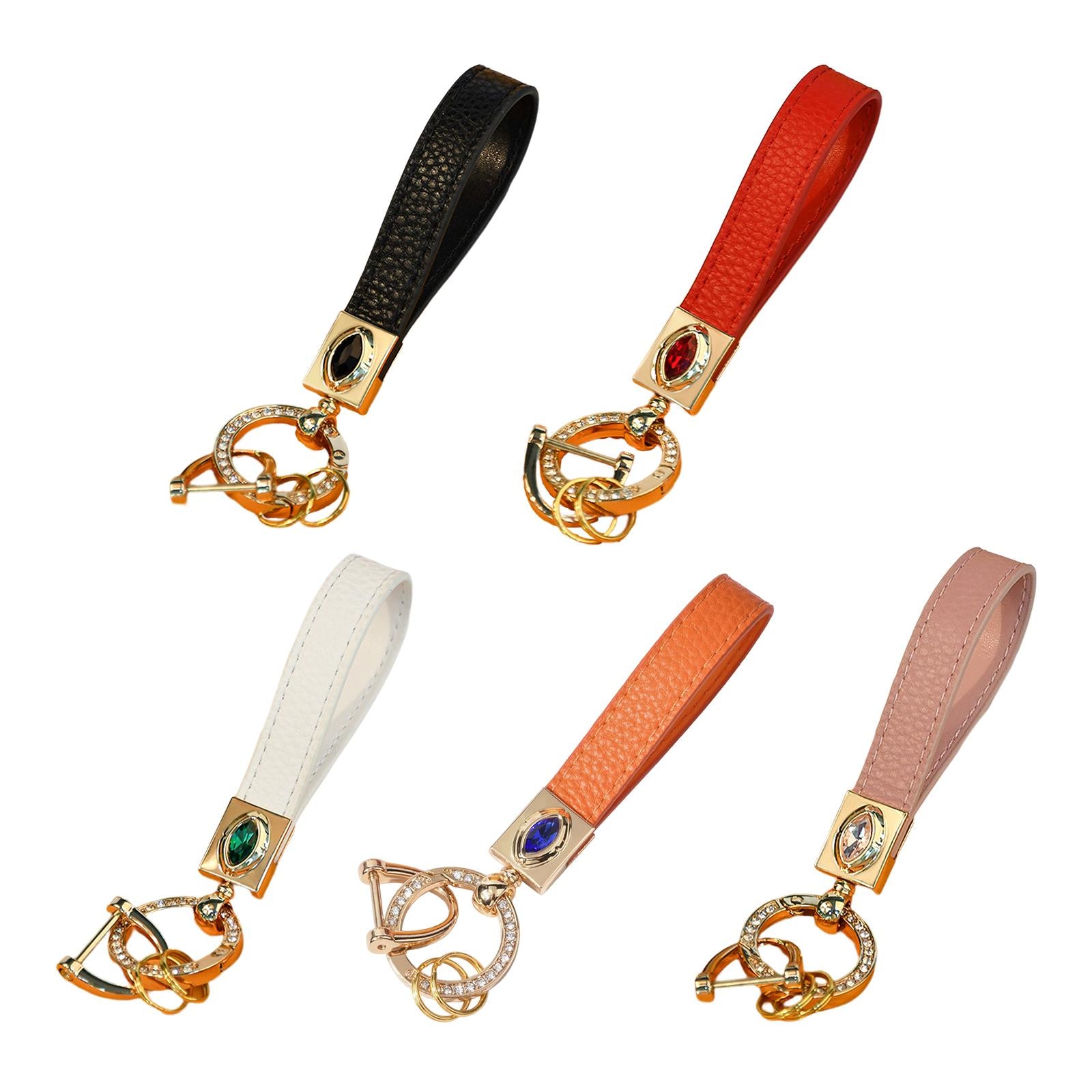 3xCar Fob Keychain D Ring Angel Eyes Keychain for Handbag Backpack Wallet white