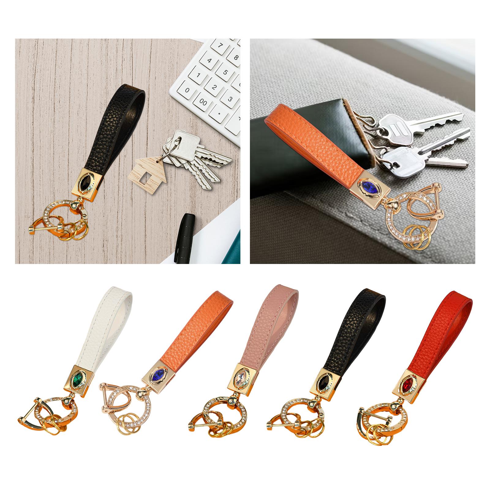 2xCar Fob Keychain D Ring Angel Eyes Keychain for Handbag Backpack Wallet white