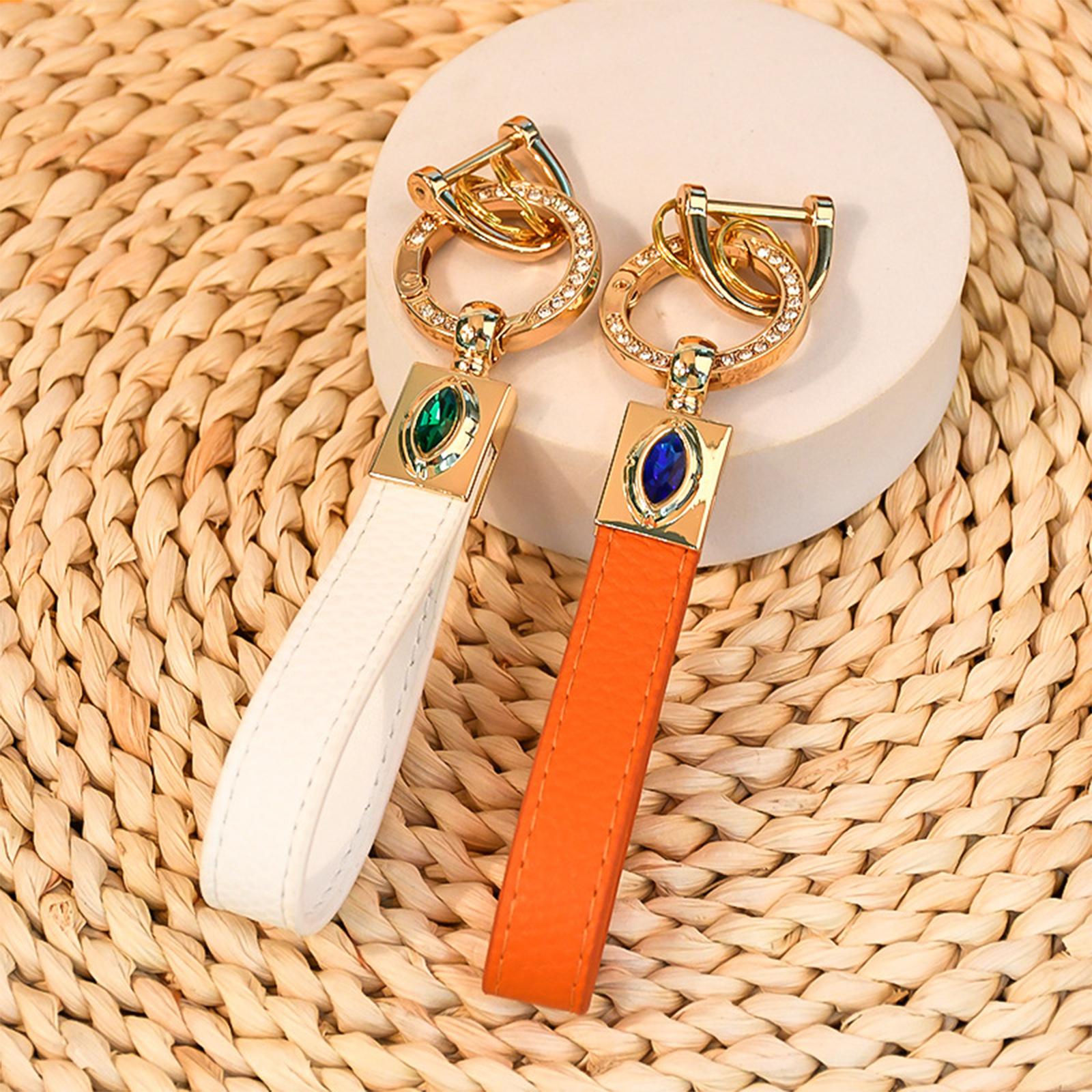 2xCar Fob Keychain D Ring Angel Eyes Keychain for Handbag Backpack Wallet white