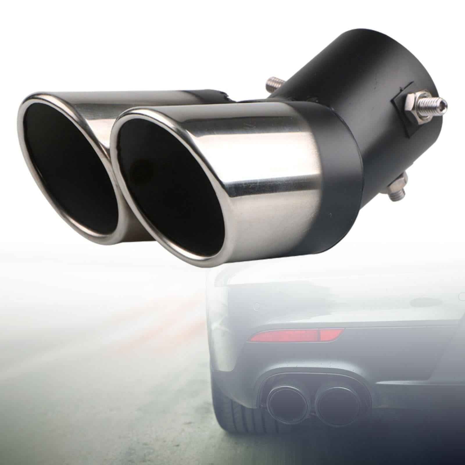 Dual Exhaust Tip Premium Stainless Steel Car Styling Double Outlets End Pipe Style B