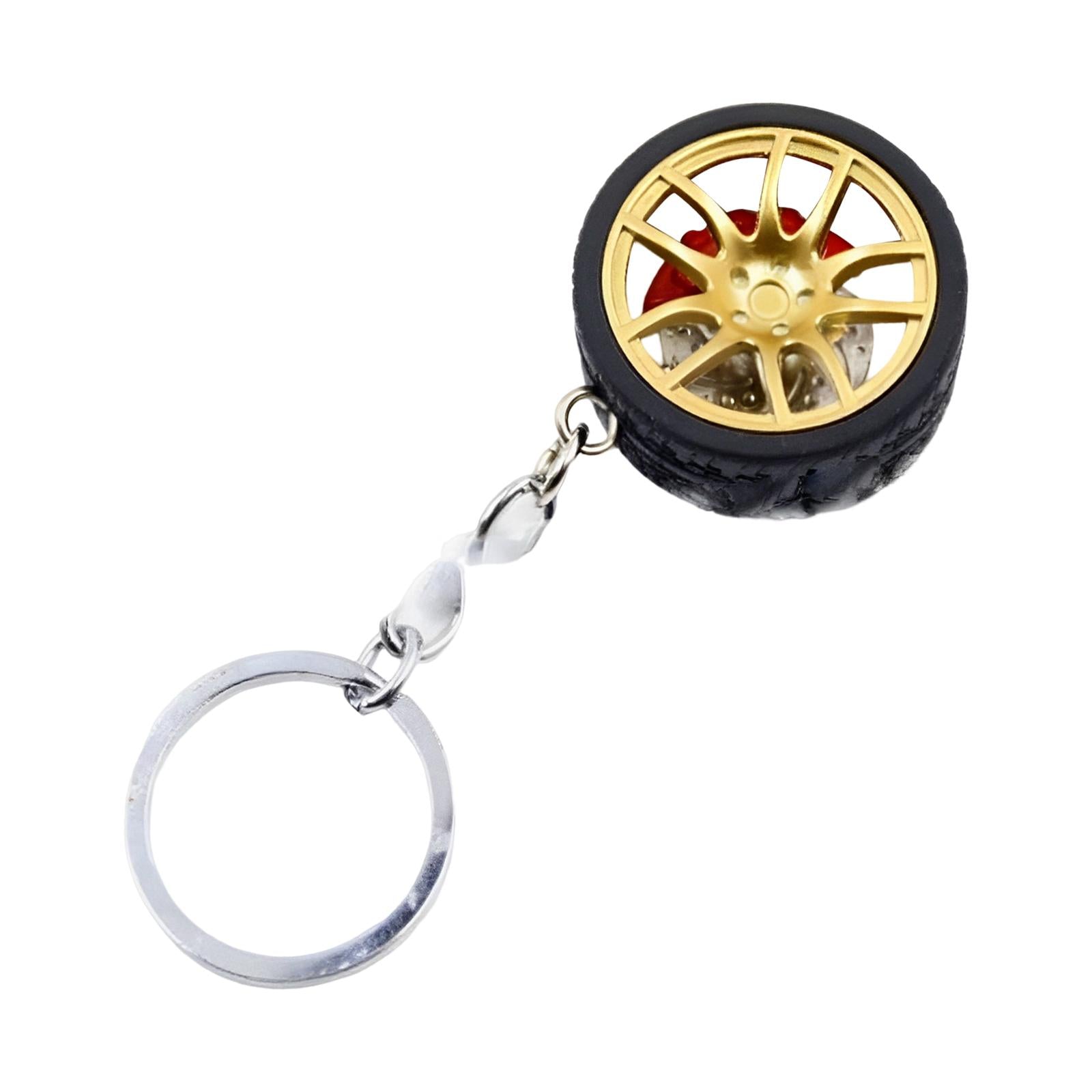 2xMini Cute Tire Keyring Creative Automobile Car Parts Model Key Chains Lovers Yellow