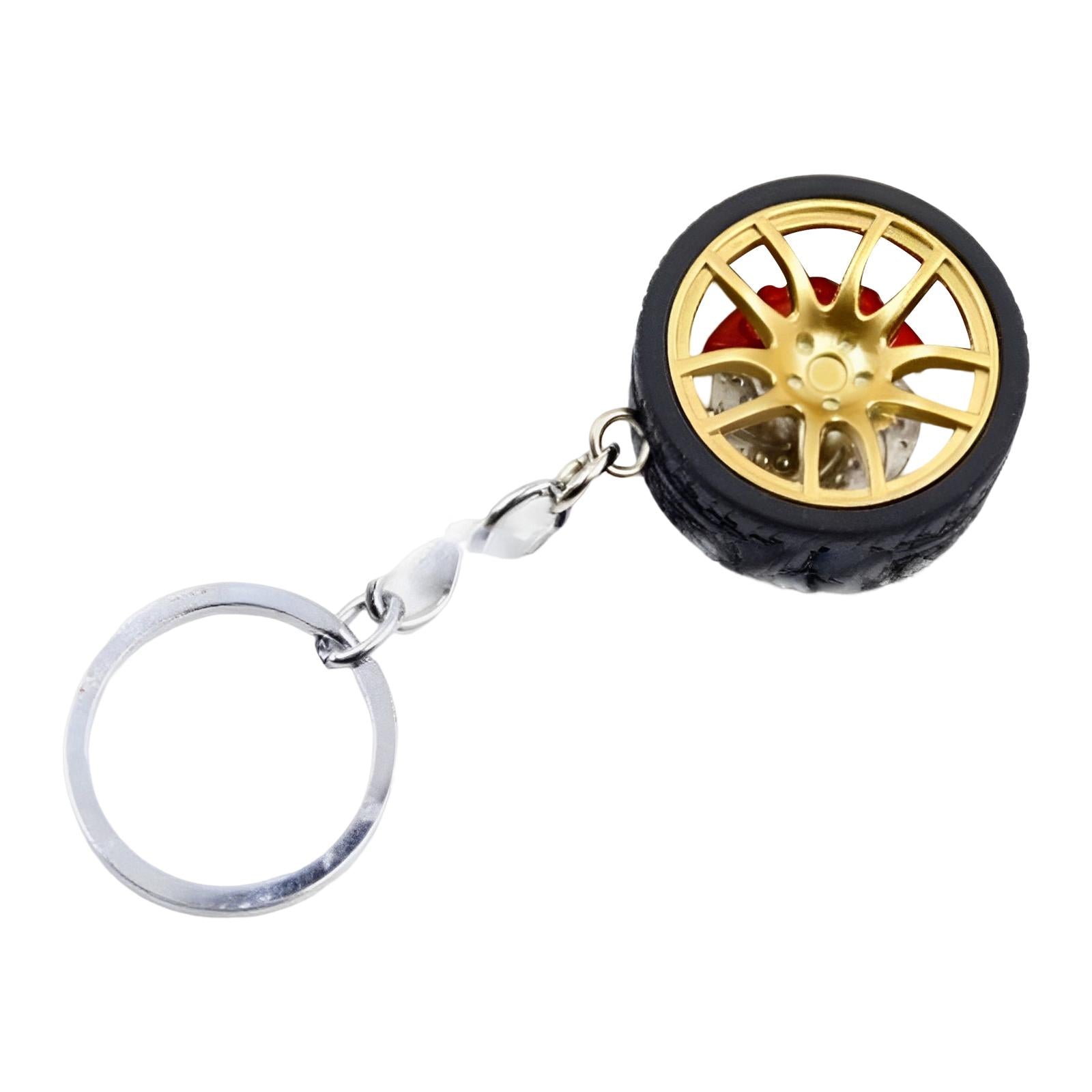4xMini Cute Tire Keyring Creative Automobile Car Parts Model Key Chains Lovers Yellow