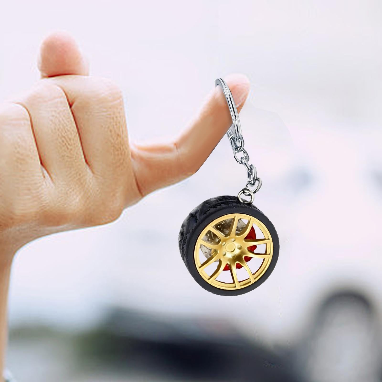 3xMini Cute Tire Keyring Creative Automobile Car Parts Model Key Chains Lovers Yellow