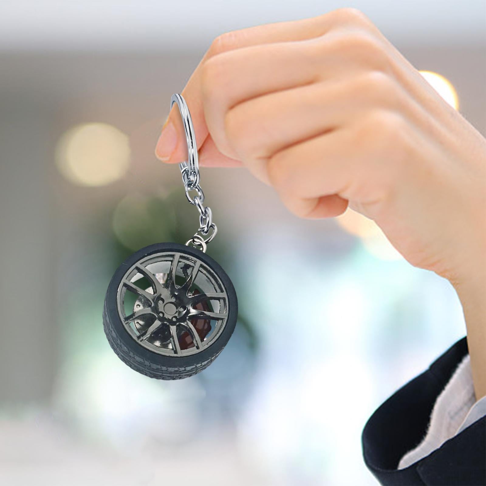 3xMini Cute Tire Keyring Creative Automobile Car Parts Model Key Chains Lovers Black