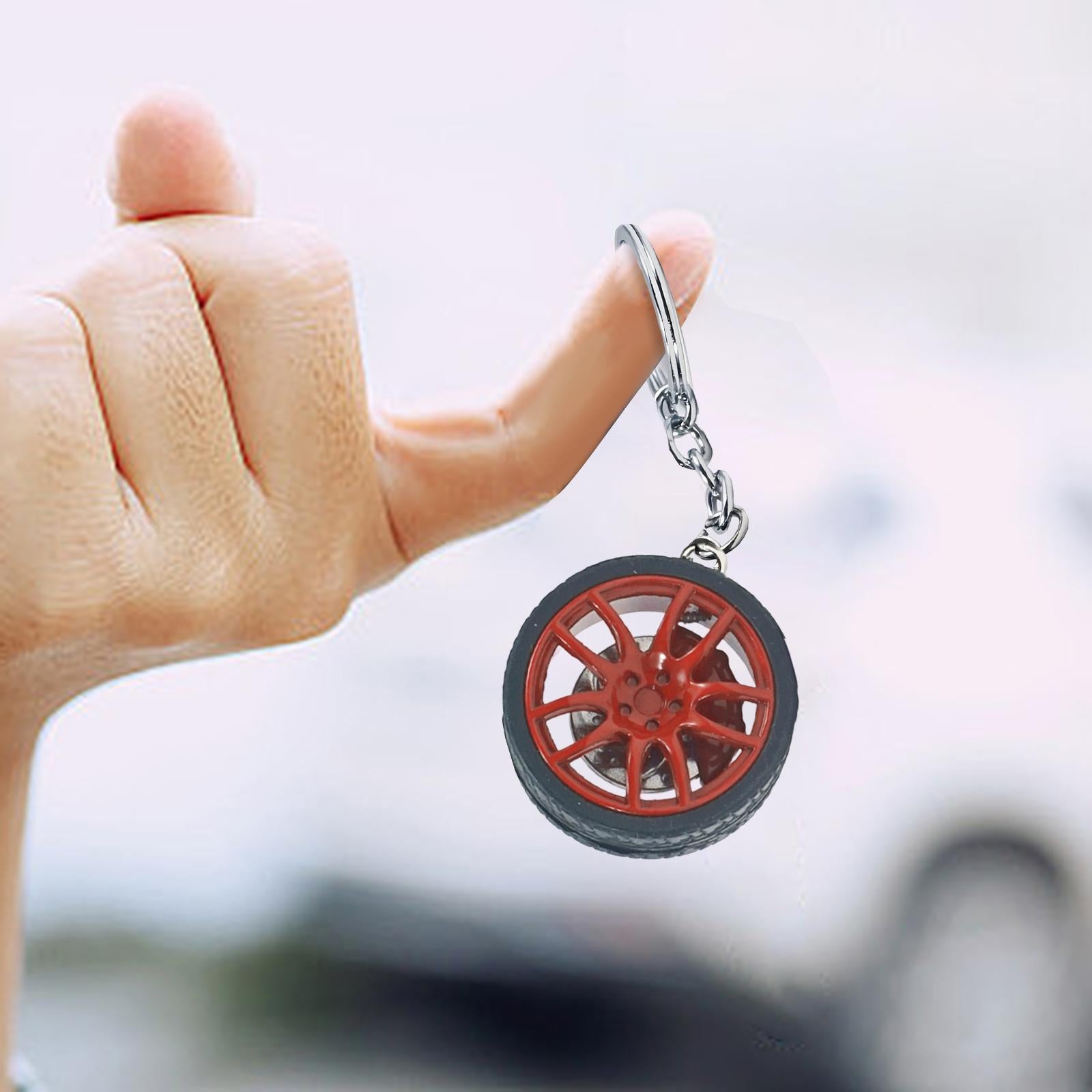 3xMini Cute Tire Keyring Creative Automobile Car Parts Model Key Chains Lovers Red