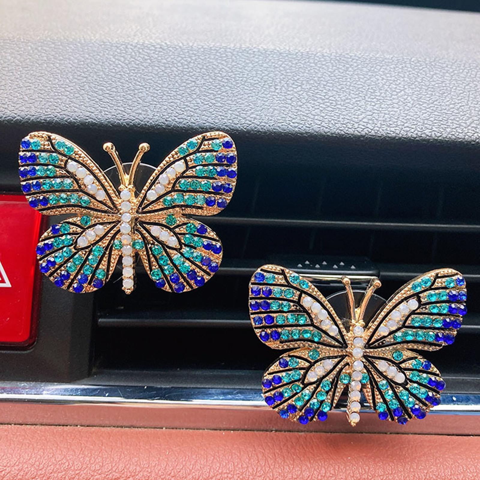 4xButterfly Car Vent Clips Car Interior Decor Universal Car Diffuser Vent Clip Blue