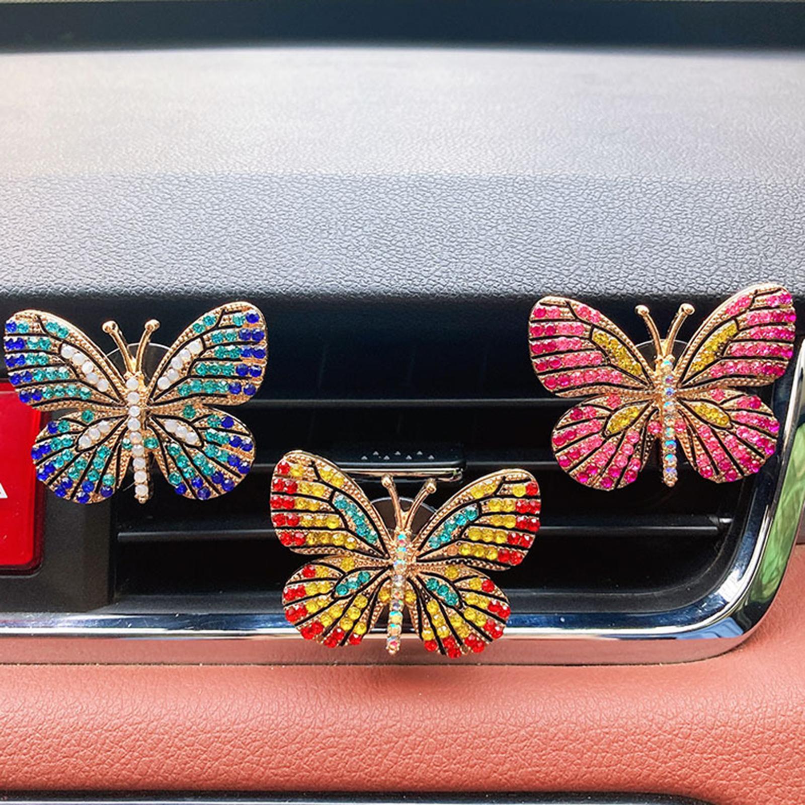 4xButterfly Car Vent Clips Car Interior Decor Universal Car Diffuser Vent Clip Red Black