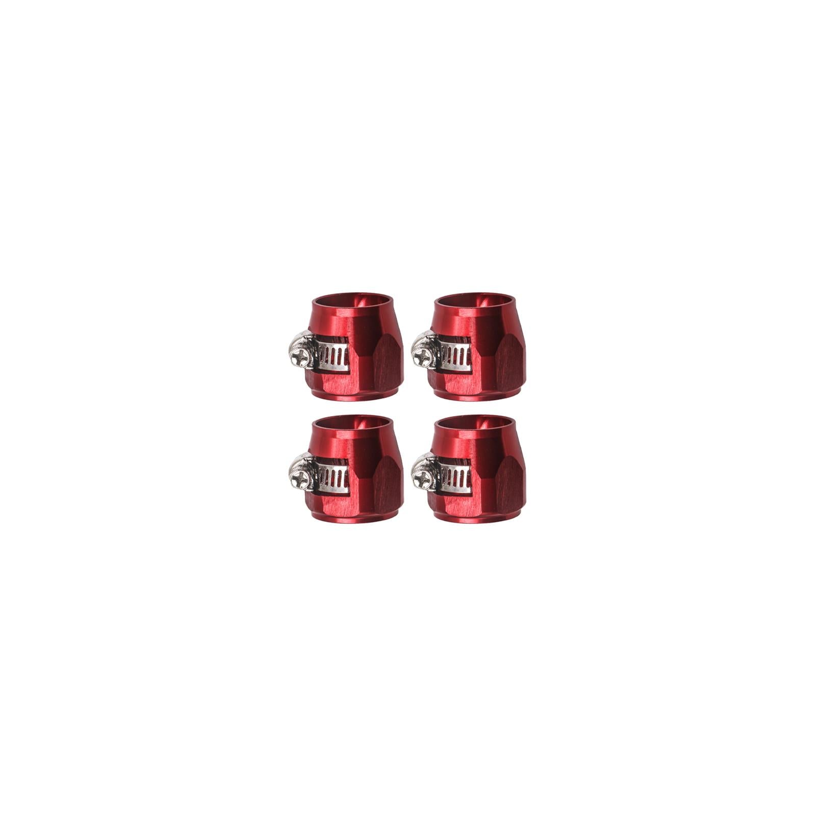 4x4 Pieces Hose Finisher Clamps Aluminum Alloy with Screw Band Hose Connectors Red AN6