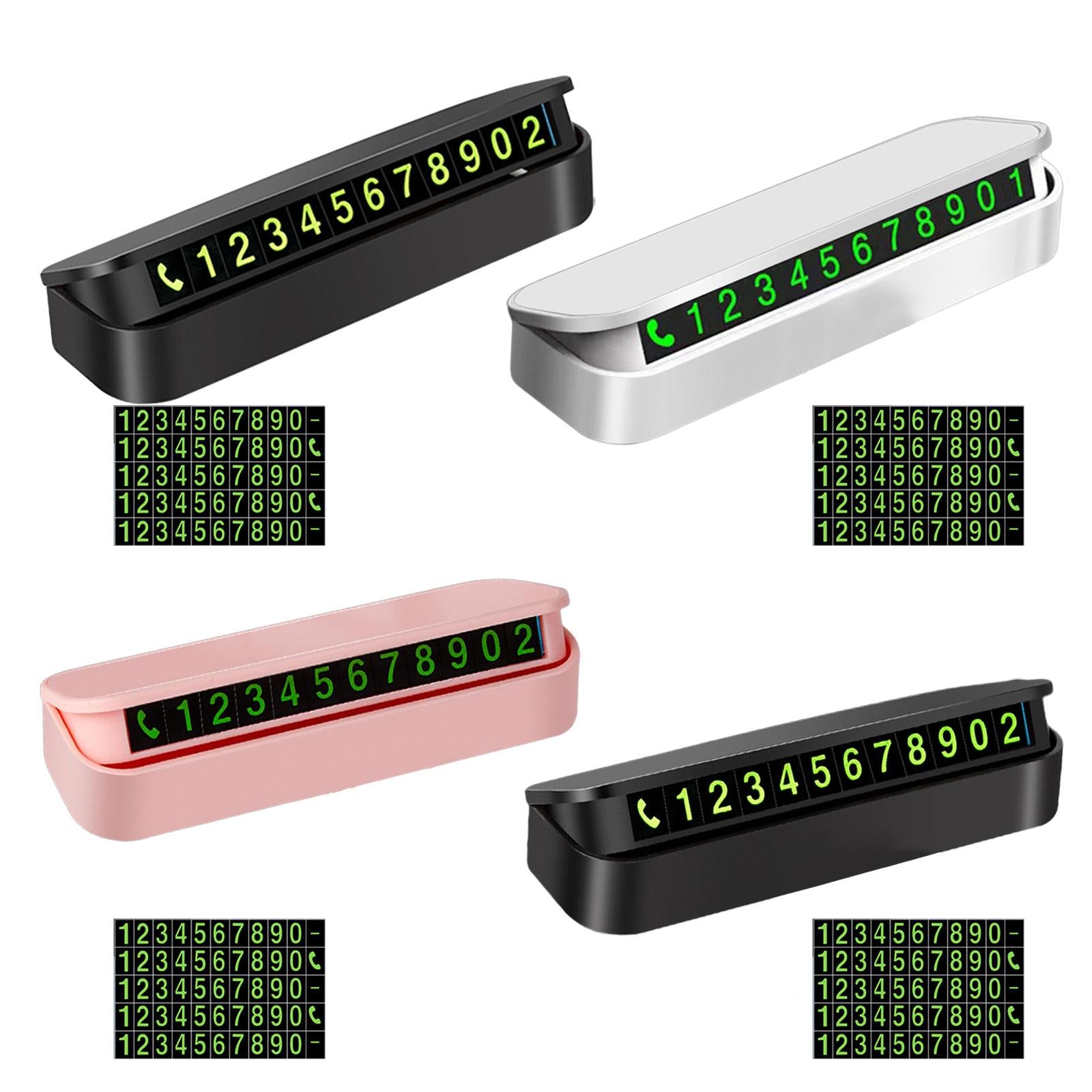 2xCar Phone Number Plate Stop Accessories Hidden Parking Phone Number Card black