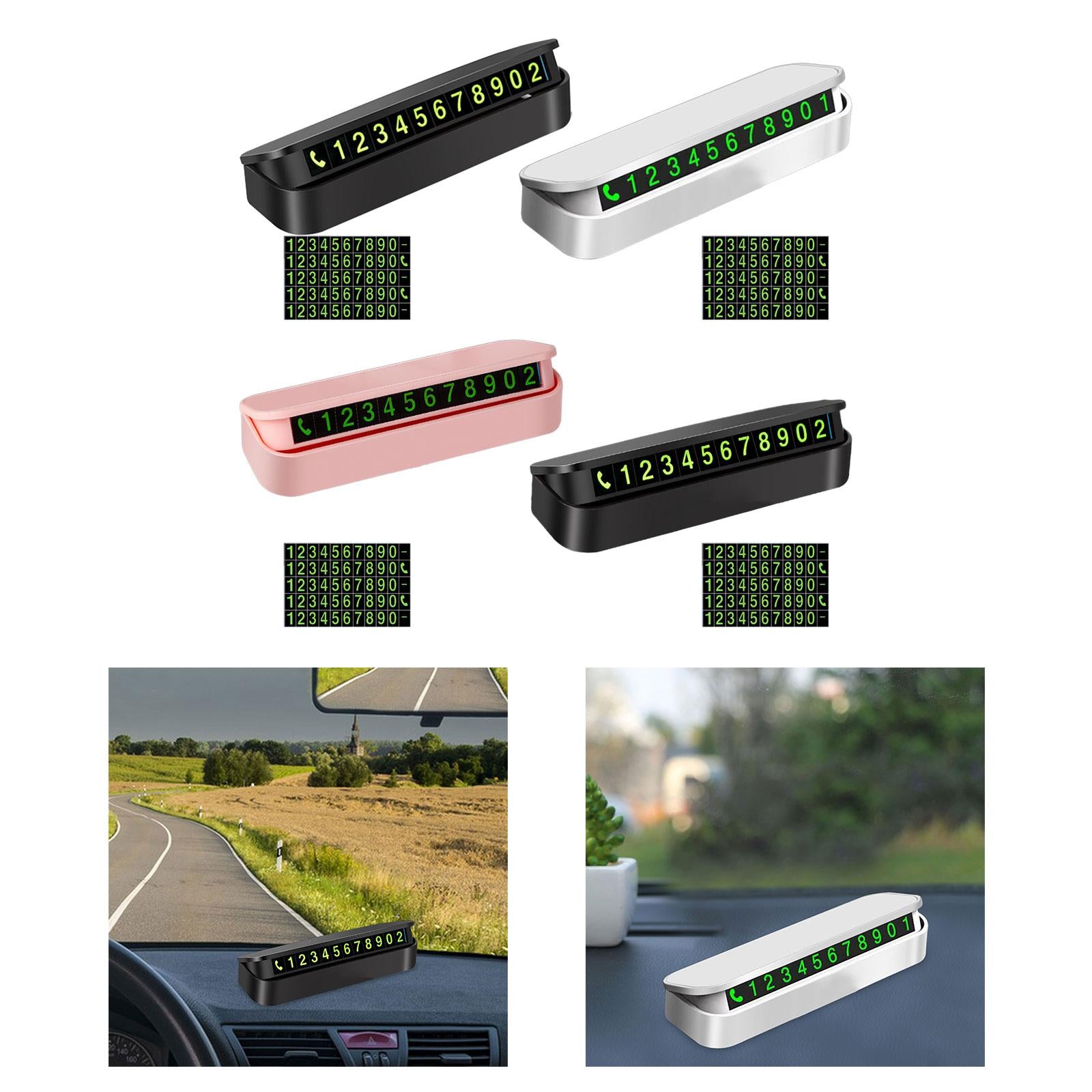 4xCar Phone Number Plate Stop Accessories Hidden Parking Phone Number Card black
