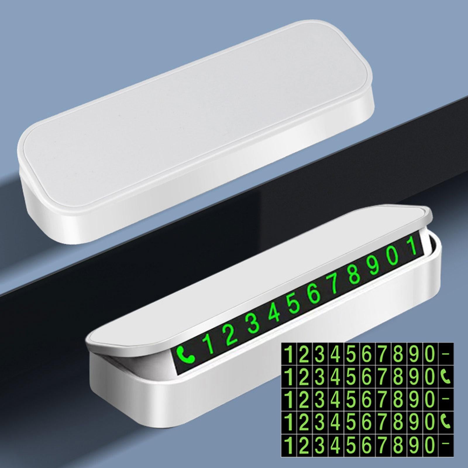 3xCar Phone Number Plate Stop Accessories Hidden Parking Phone Number Card white