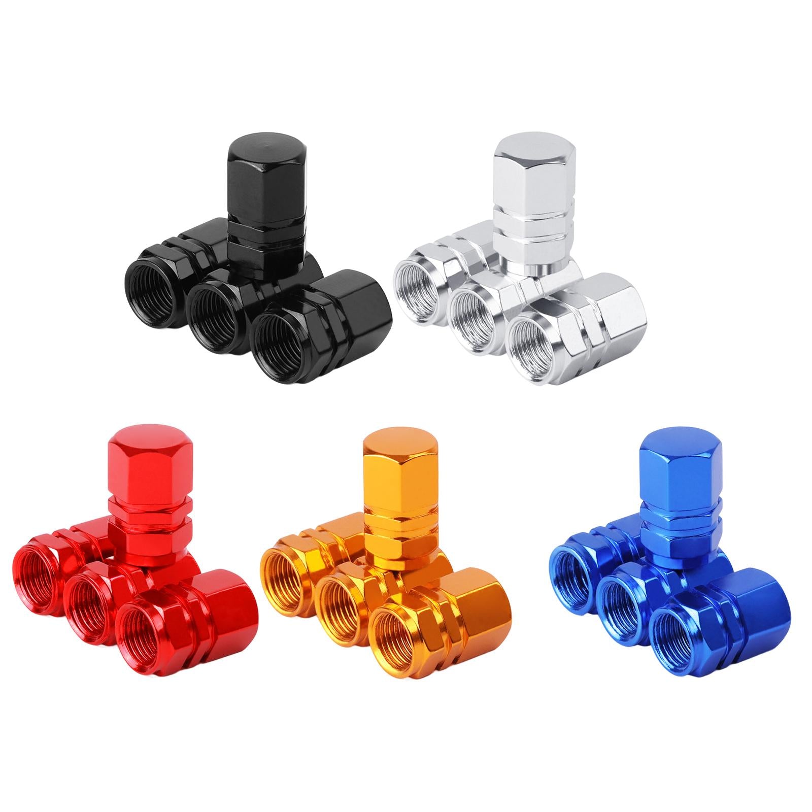 4x4 Pieces Car Tire Valve Stem Caps Seal Air Caps Covers for Trucks Bikes black
