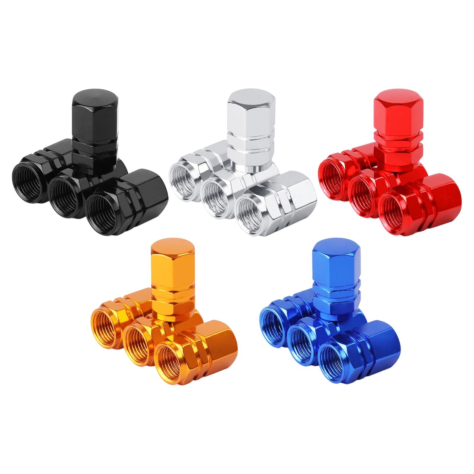 3x4 Pieces Car Tire Valve Stem Caps Seal Air Caps Covers for Trucks Bikes black