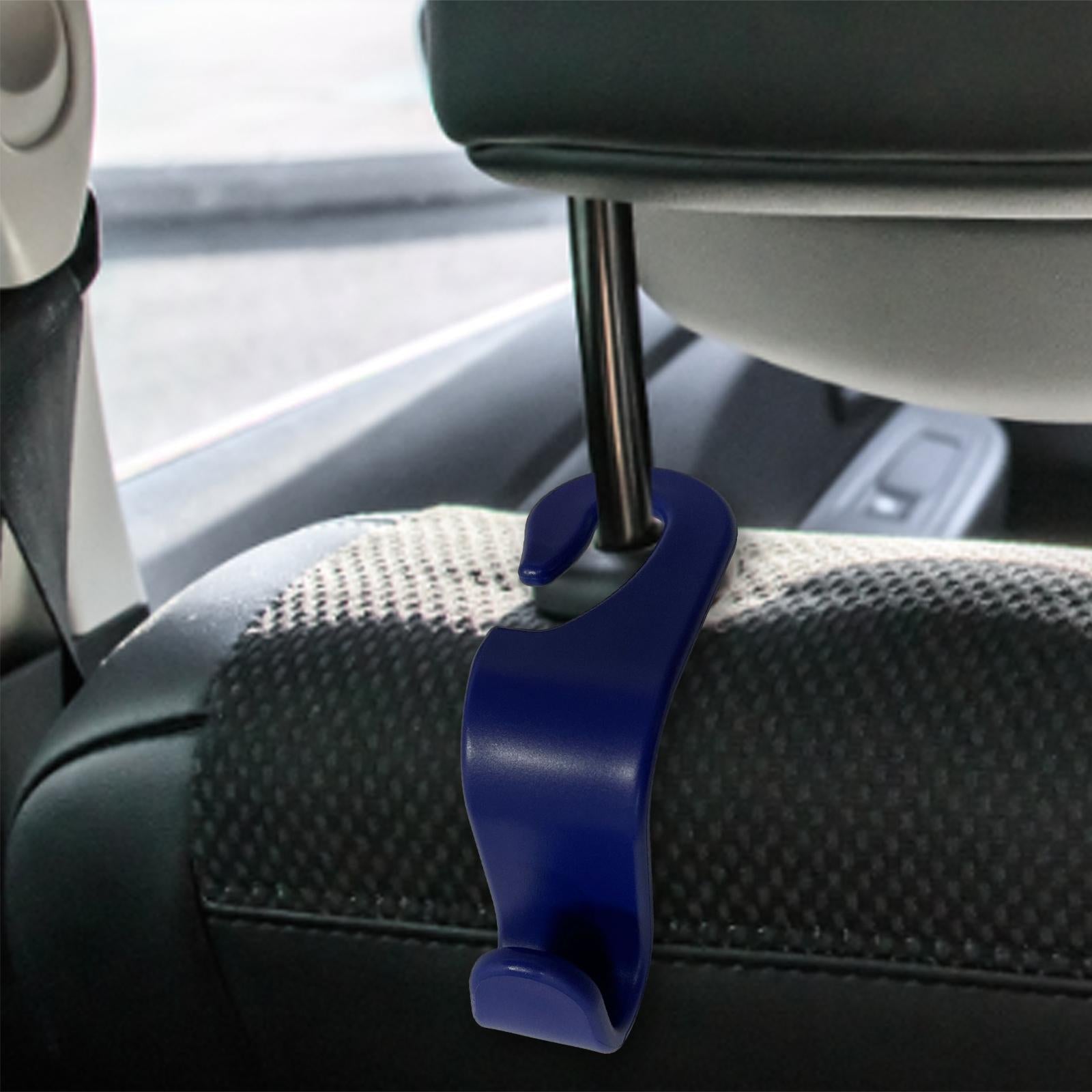 4xCar Seat Headrest Hook Durable Portable Hanger for Purse Coat Umbrellas Navy Blue