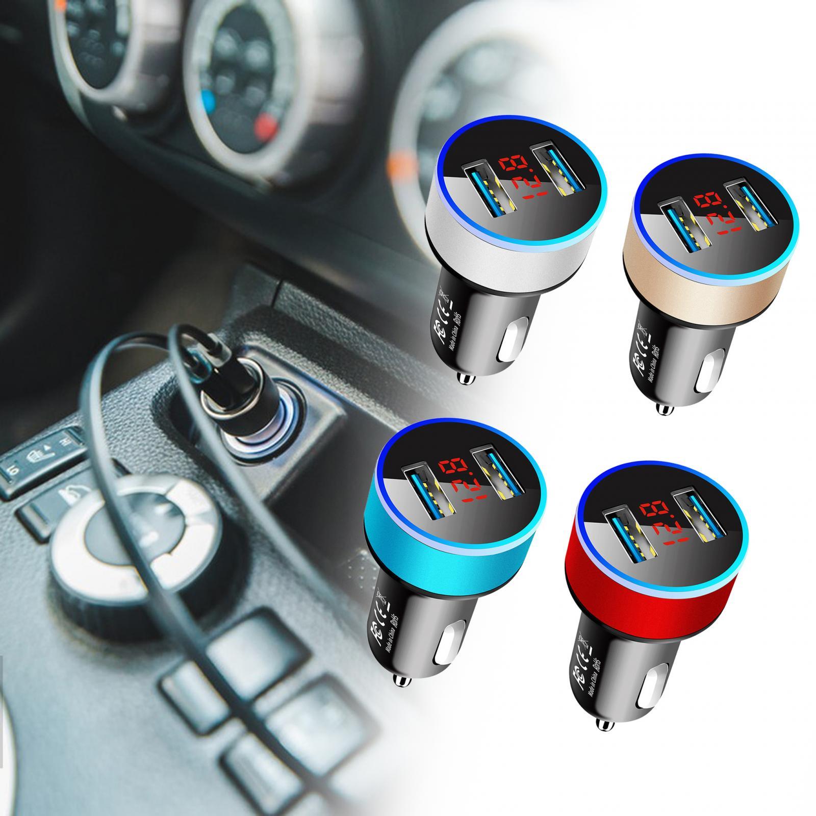 4xCar Charger with Voltage Dual Ports for Smartphones MP3 Cameras Gold