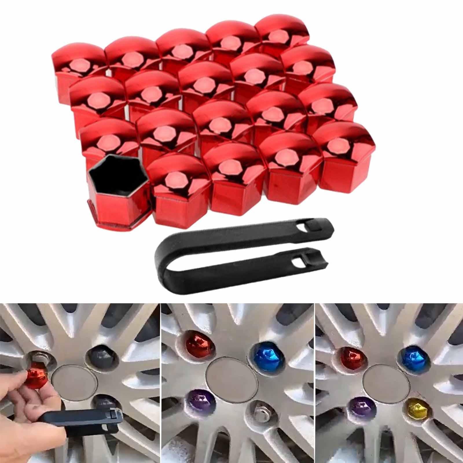 3x20 Pieces Car Wheel Nut Caps Covers Anti Rust Wheel Rim Cover Wheel Nut Caps Red 19mm