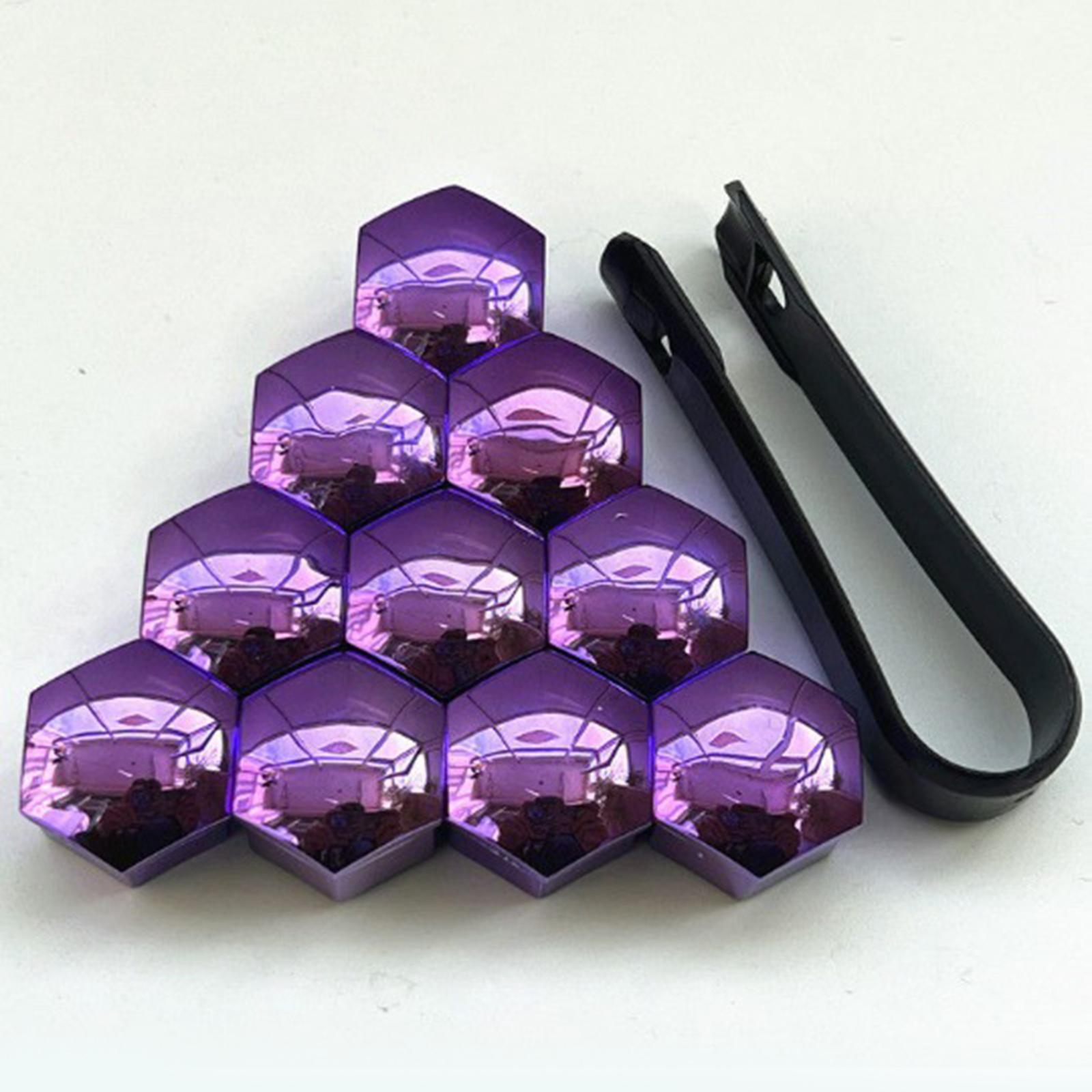 2x20 Pieces Car Wheel Nut Caps Covers Anti Rust Wheel Rim Cover Wheel Nut Caps Purple 19mm