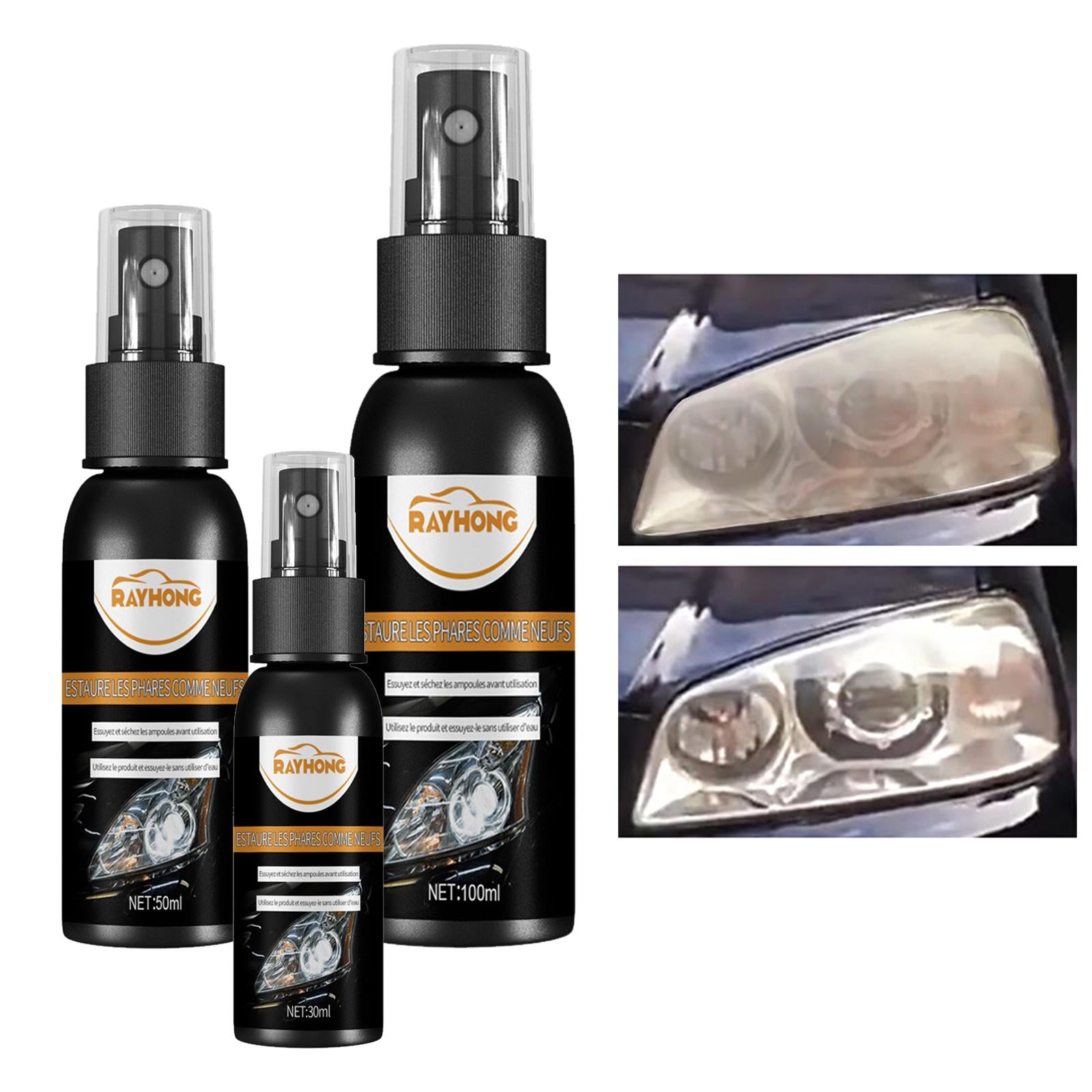 3xCar Headlight Renewal Polish Car Assecories Car Headlight Repair Fluid Spray 50ml