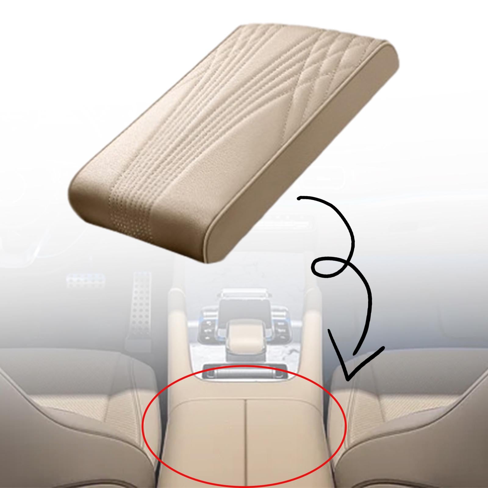 Car Center Console Cover Center Console Box Cushion Mat for Vehicle SUV Beige