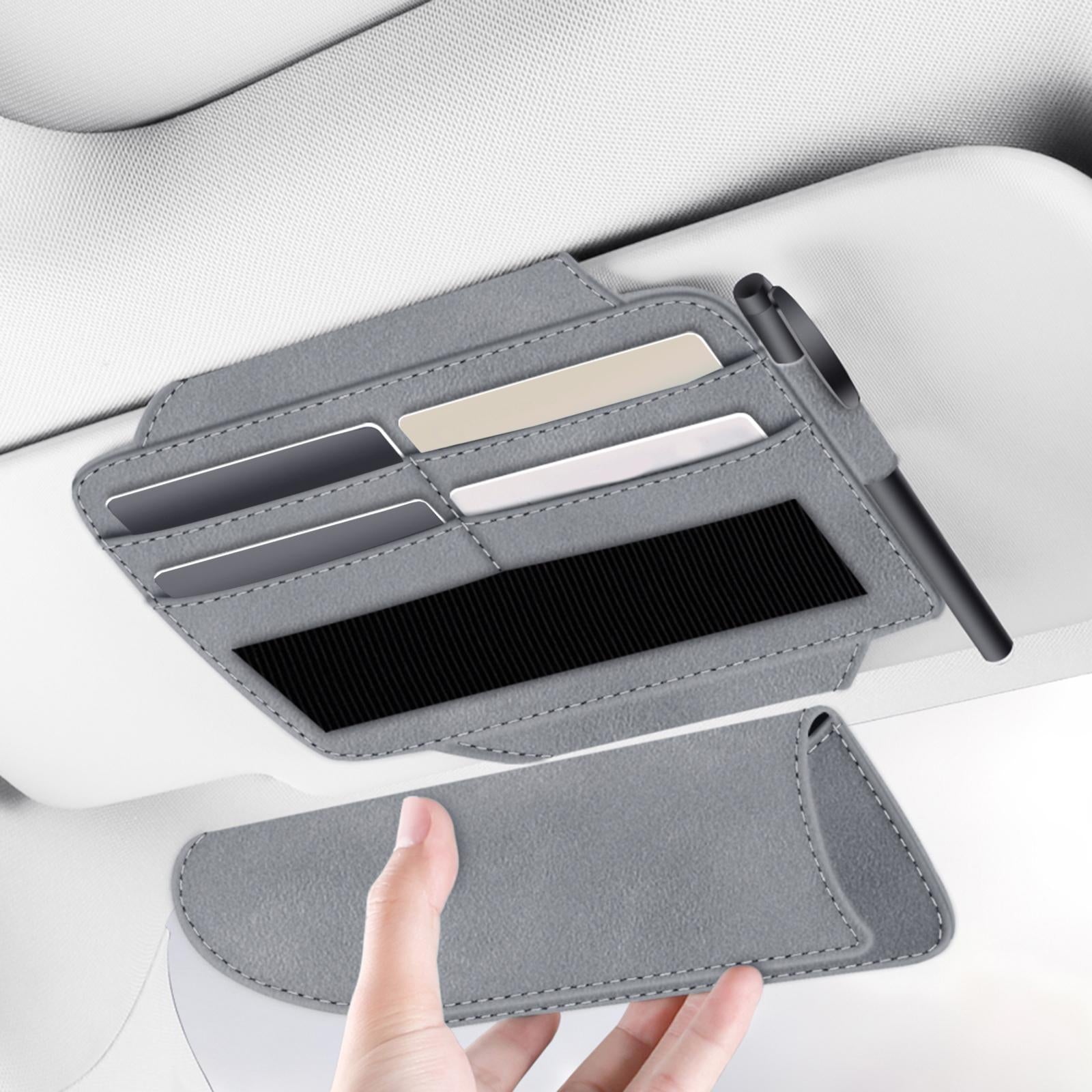 Car Sun Visor Organizer Car Visor Accessories Ticket Card Holder Storage Bag Gray