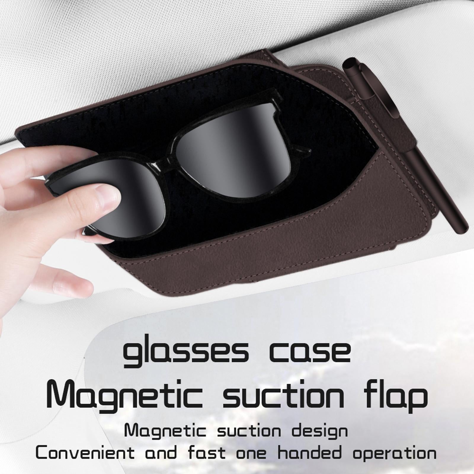 Car Sun Visor Organizer Car Visor Accessories Ticket Card Holder Storage Bag Brown