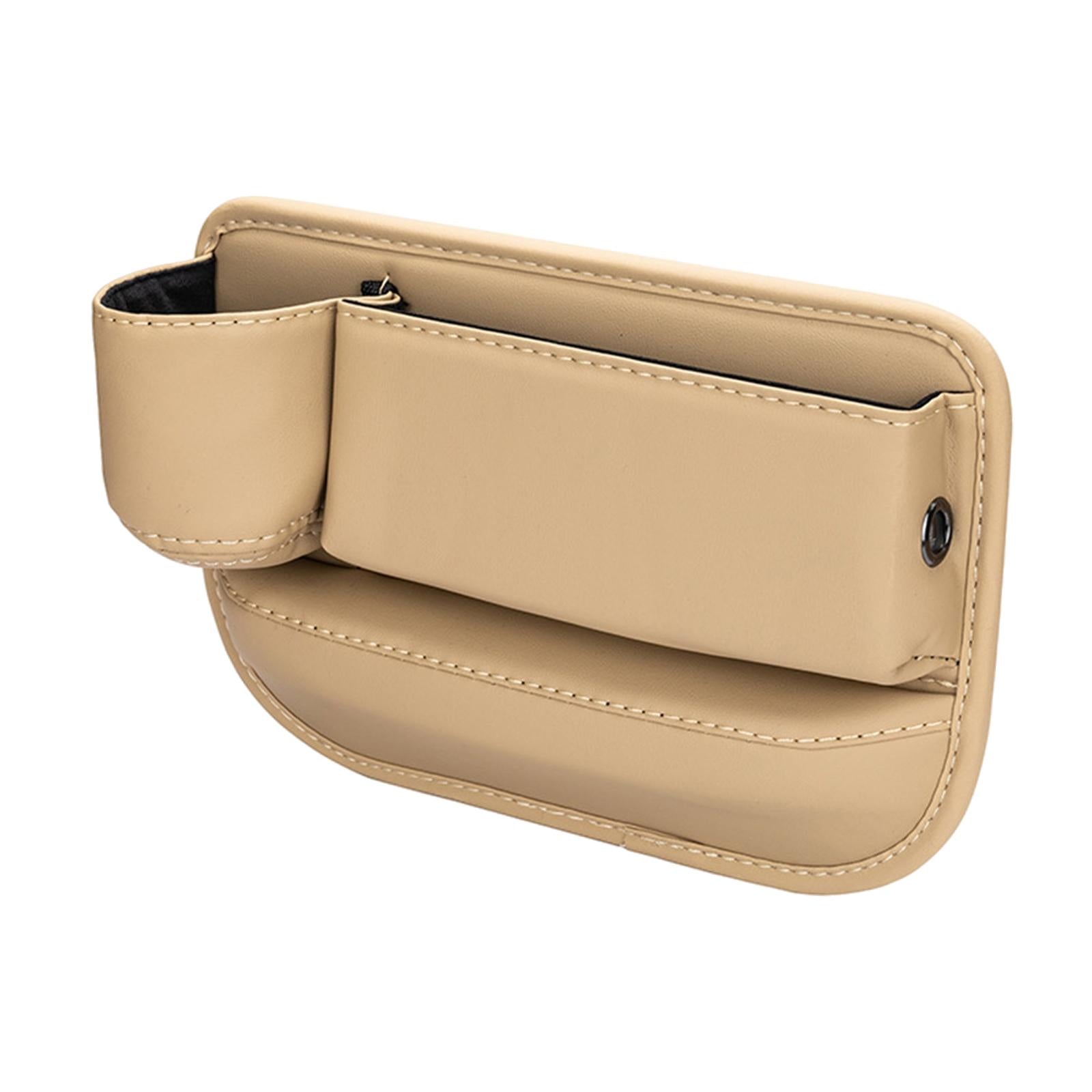 Car Seat Gap Organizer Car Seat Crevice Storage Box for Cellphones Pens Beige Main Driver
