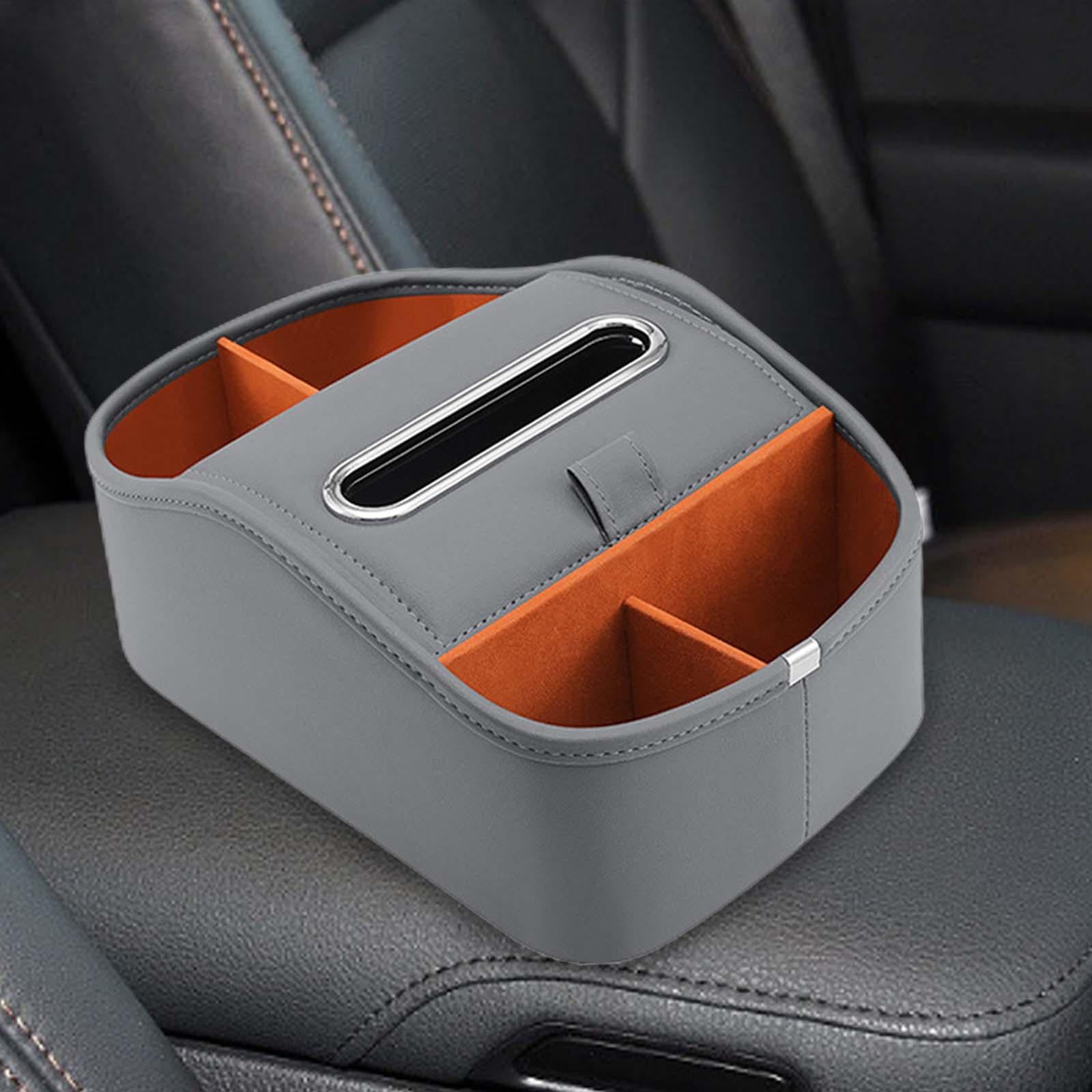 Car Armrest Storage Box Console Organizer for Lipstick Key Paper Towels grey