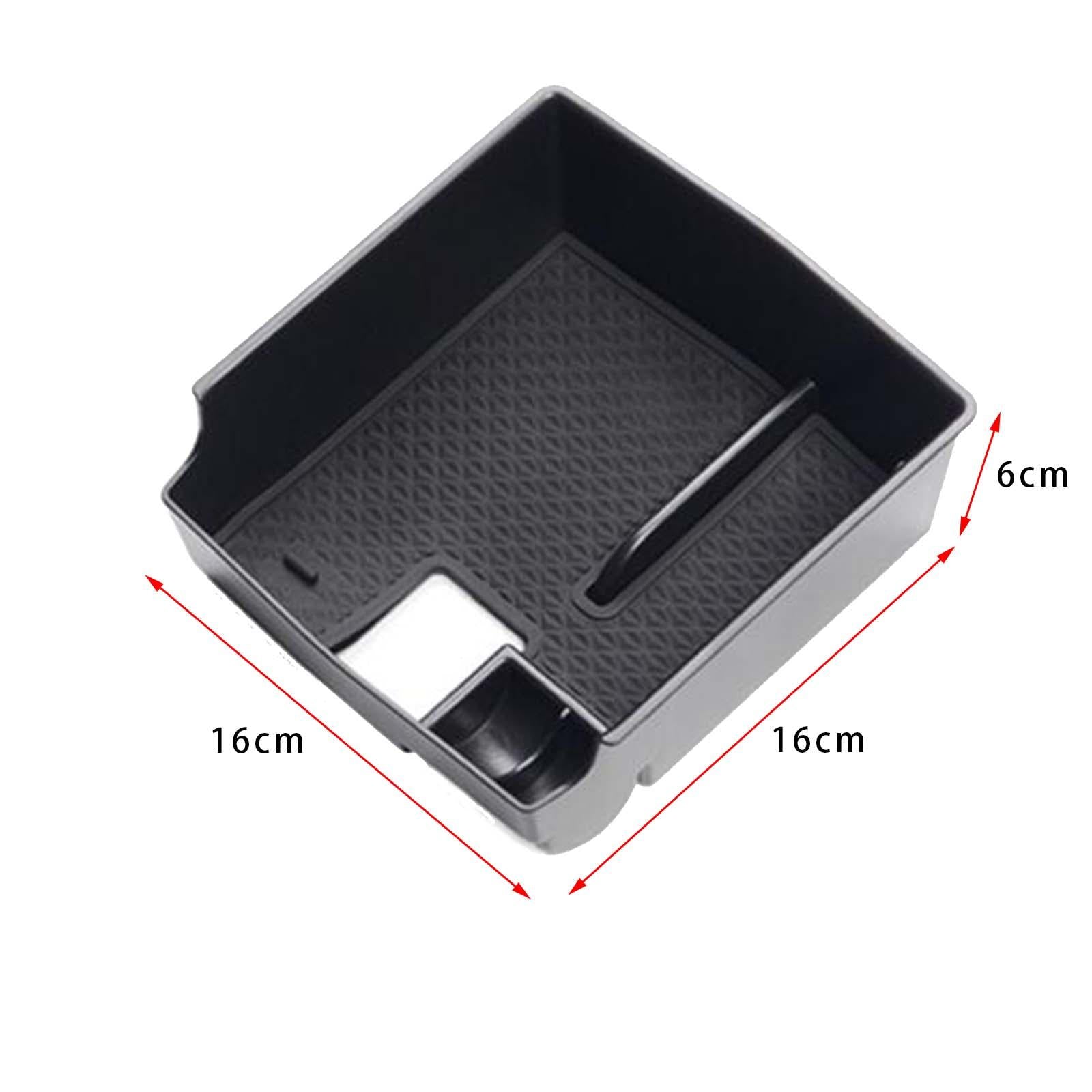 Car Armrest Organizer 16x16x6cm Black Durable Center Console Organizer Tray