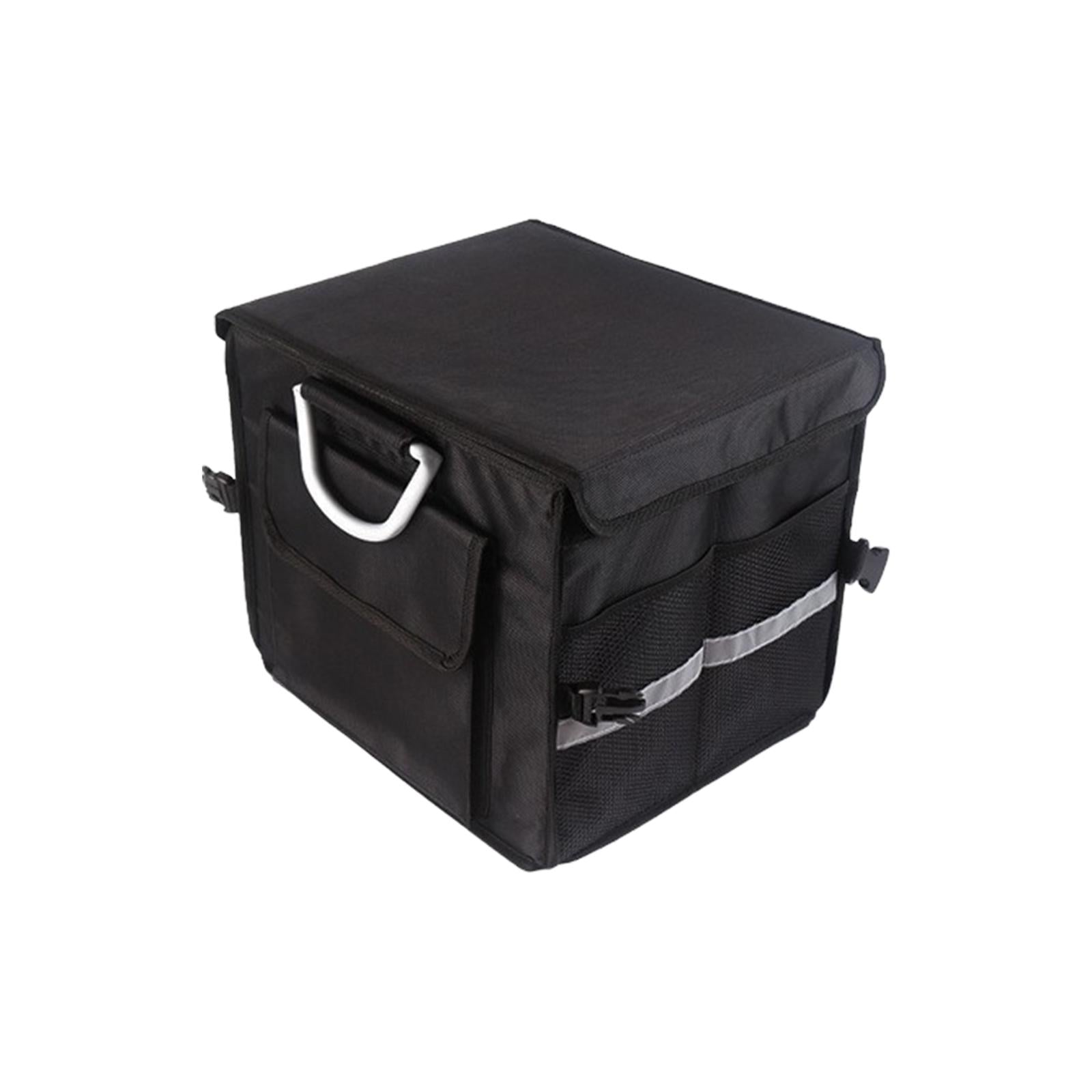 Foldable Car Cargo Trunk Organizer Reflective Strip for Home and Office 33.5x29x29cm Black