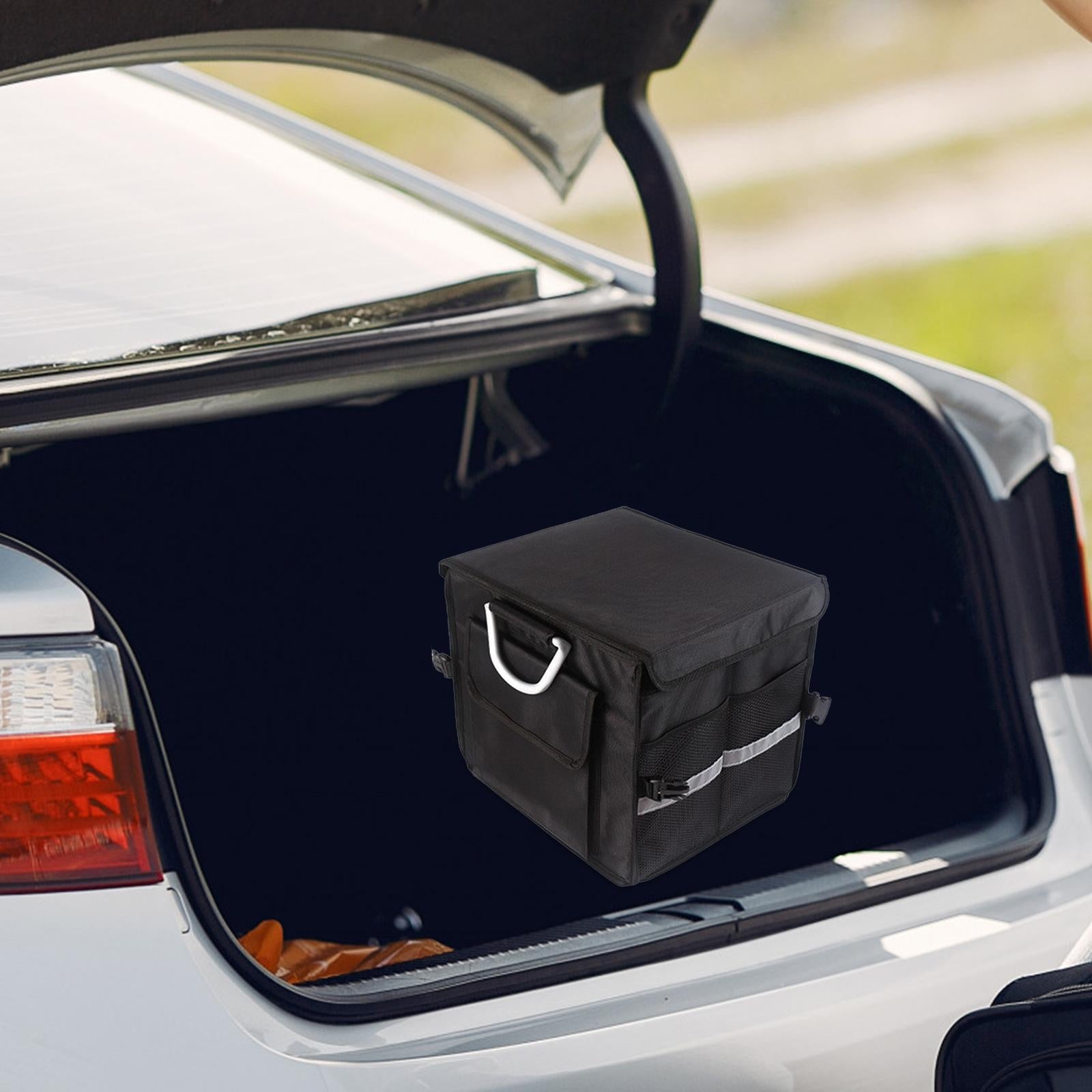Foldable Car Cargo Trunk Organizer Reflective Strip for Home and Office 33.5x29x29cm Black