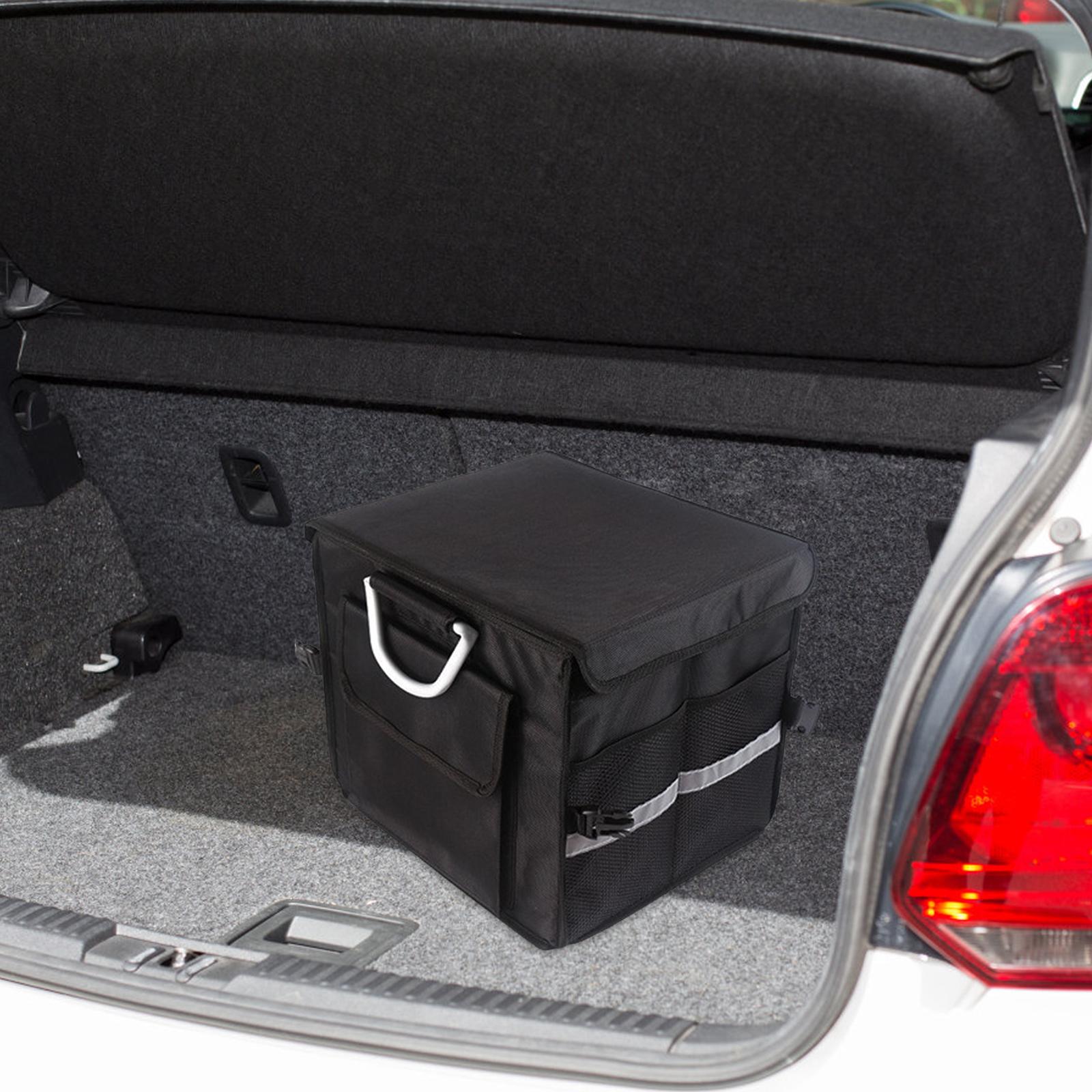 Foldable Car Cargo Trunk Organizer Reflective Strip for Home and Office 33.5x29x29cm Black