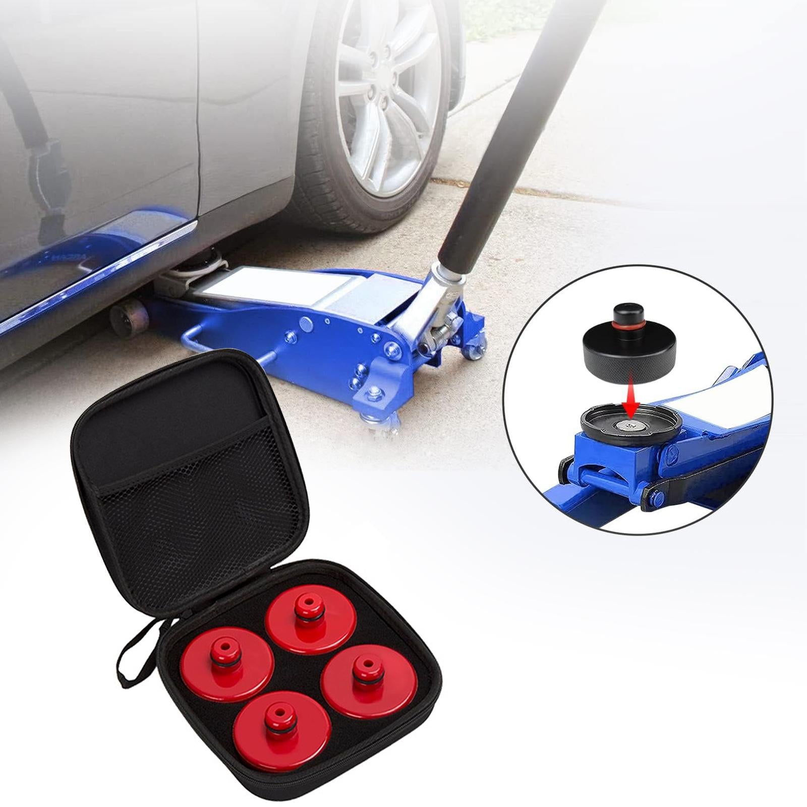 4Pcs Lifting Jack Pad Durable with Storage Case for Tesla Model S Y 3 x Red