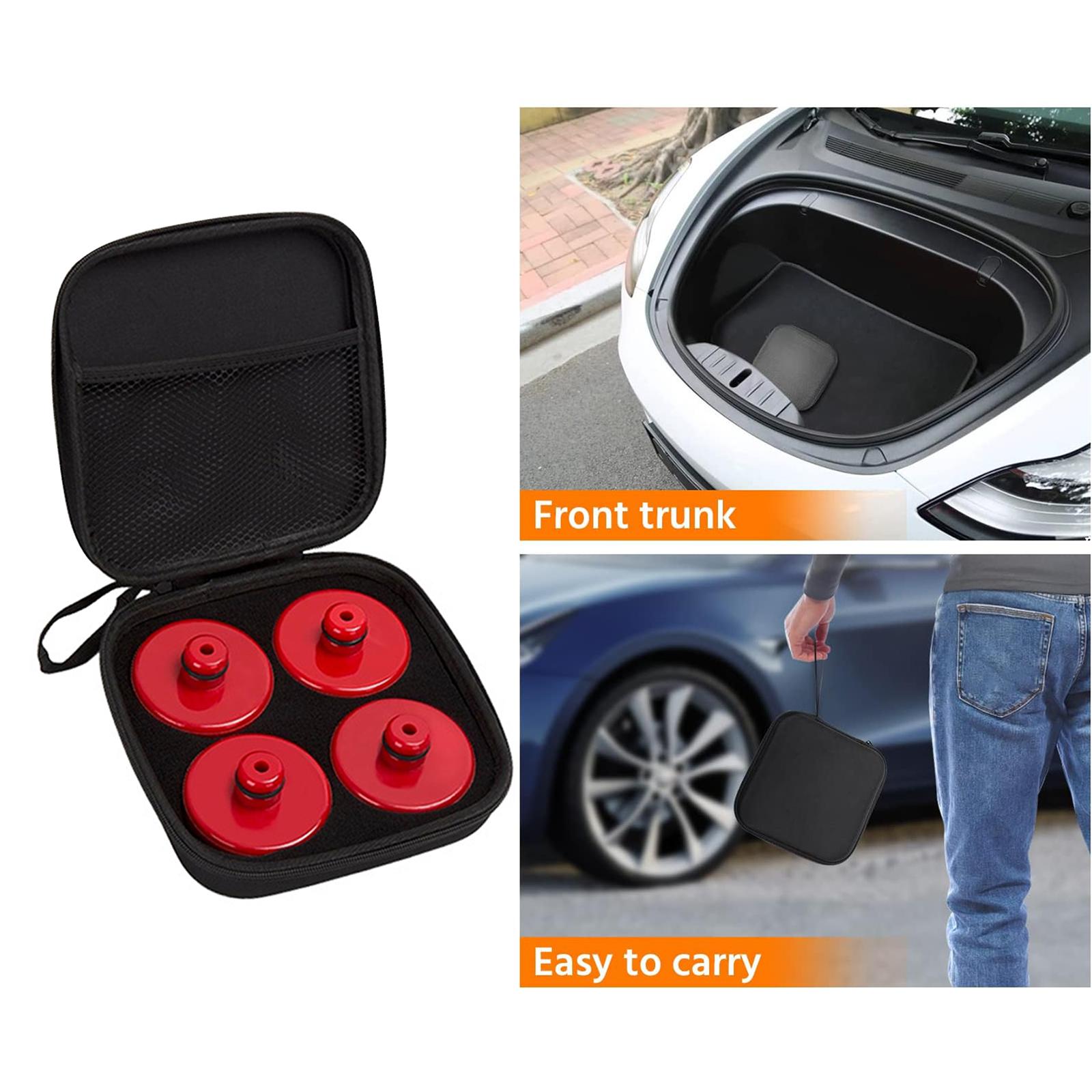 4Pcs Lifting Jack Pad Durable with Storage Case for Tesla Model S Y 3 x Red