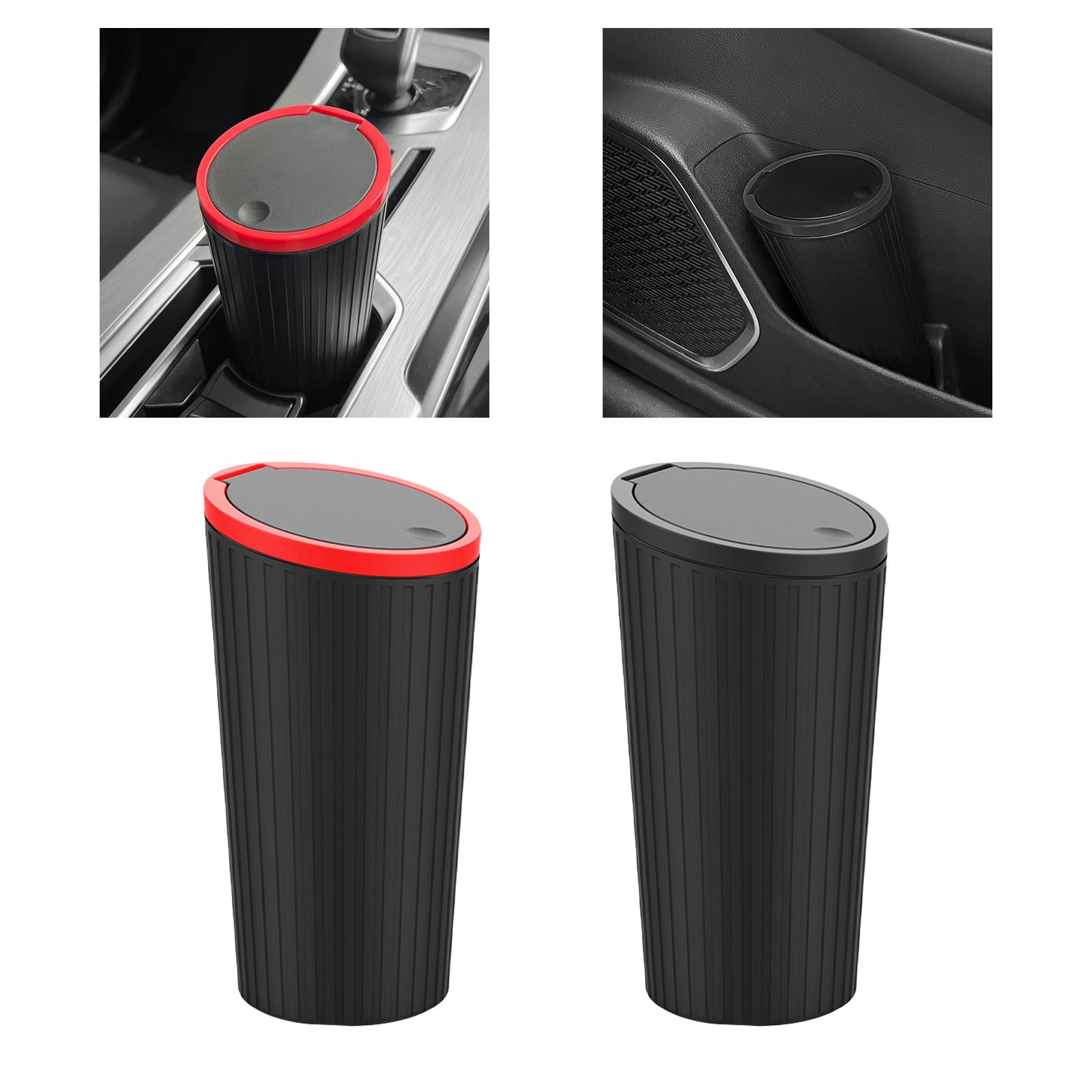 Car Trash Can Durable Small Car Cup Holder Trash Bin for Auto Truck SUV black red